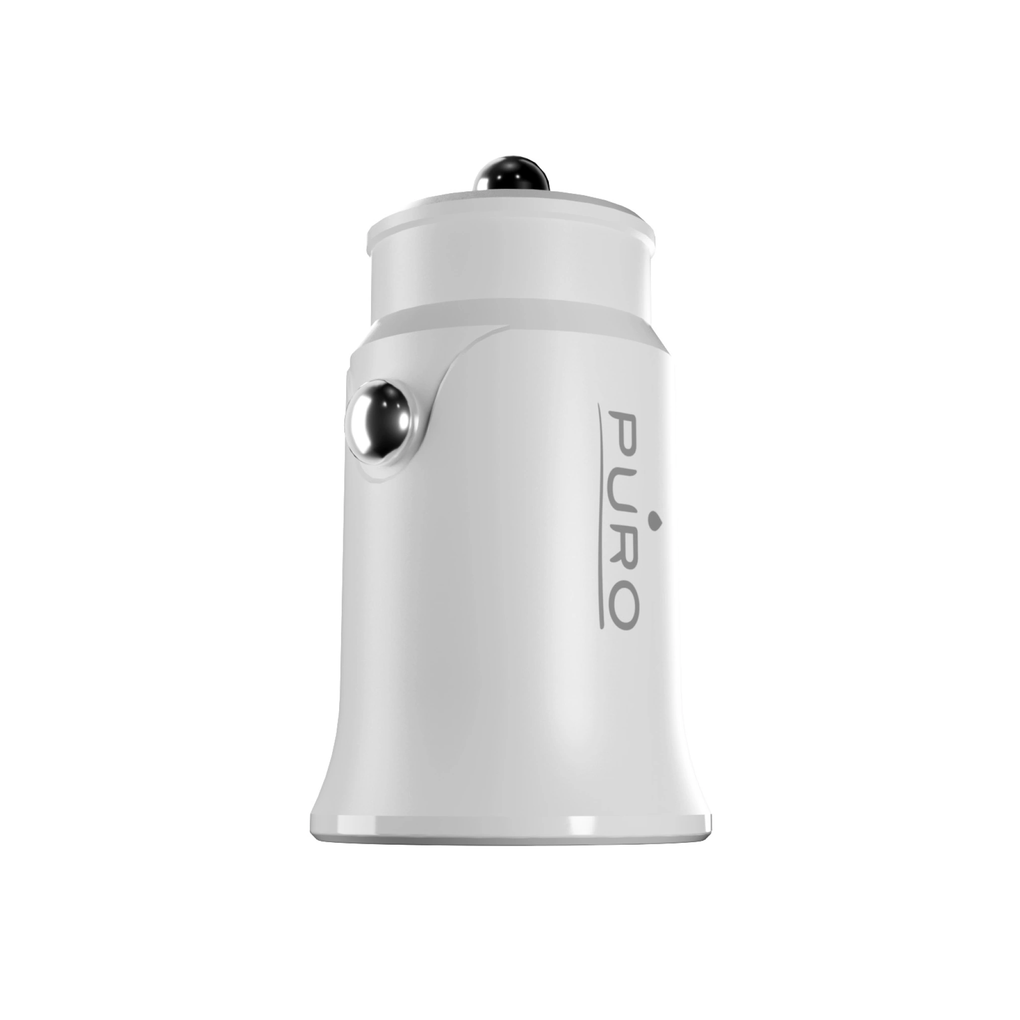 PURO Pro Lite car charger with 2 USB-A ports. White