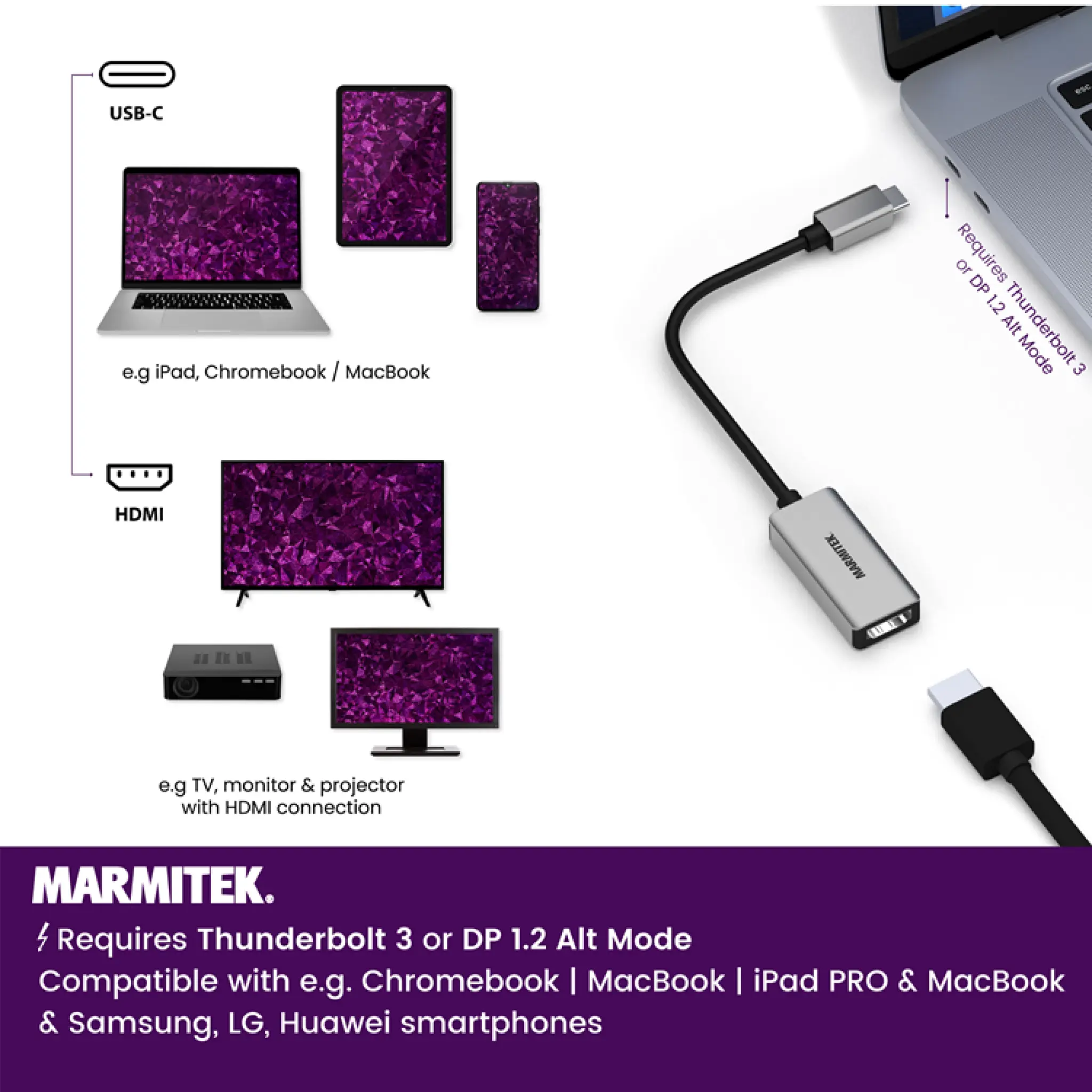 Marmitek USB-C to HDMI™ adapter. 0.15m