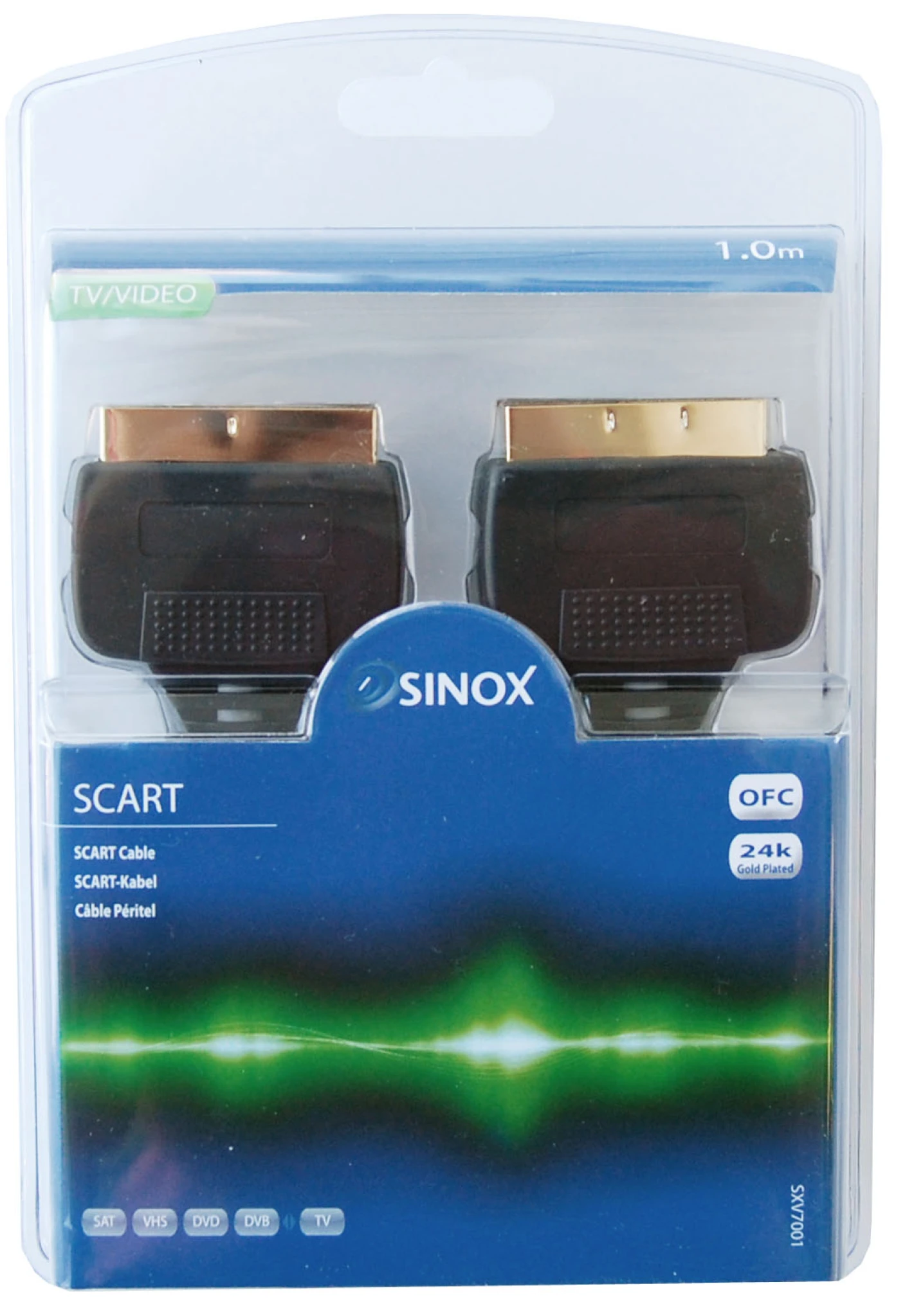 Sinox Scart Cable. 1m. Black