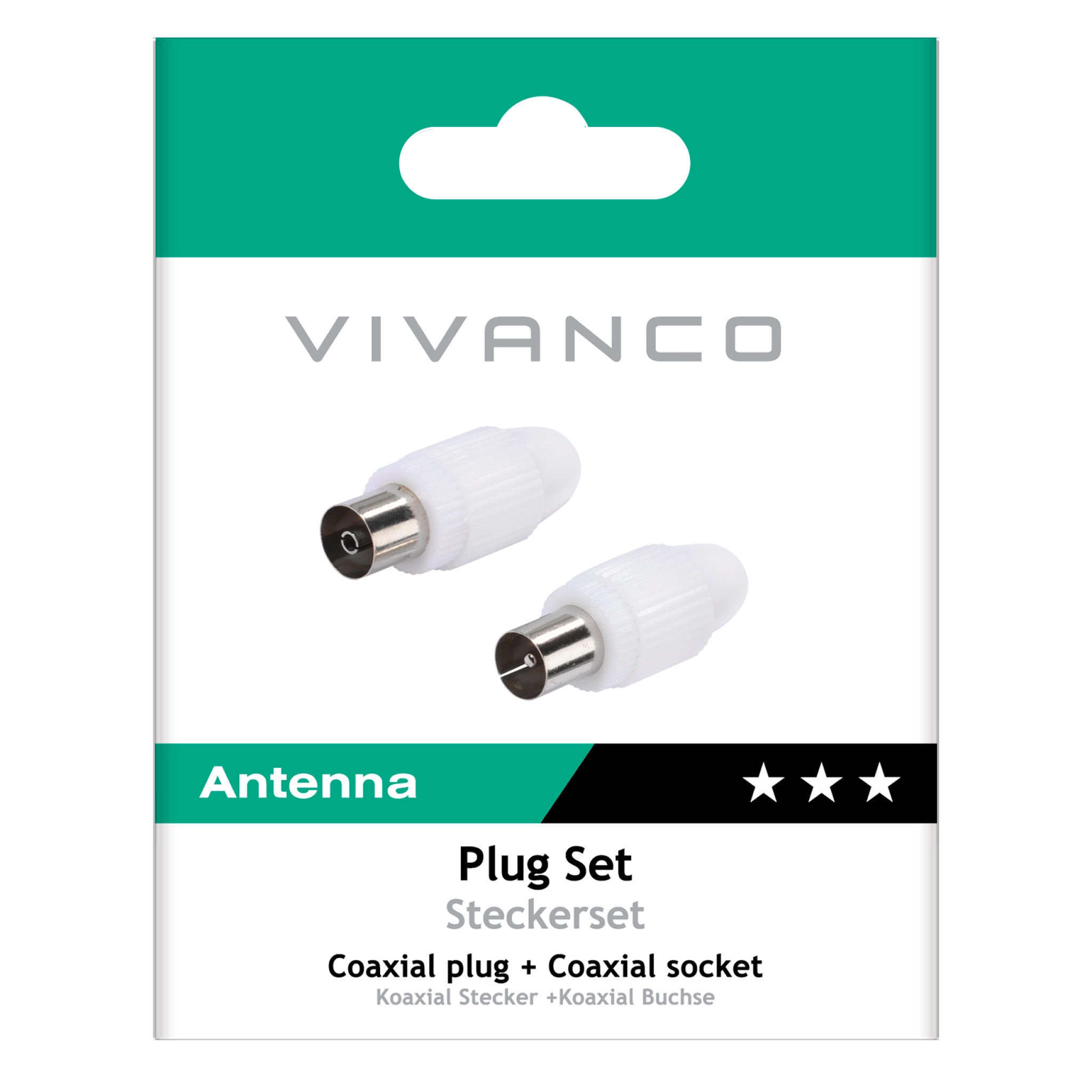 Vivanco Coaxial connector and socket set for 4.5 to 7.5 mm antenna cables