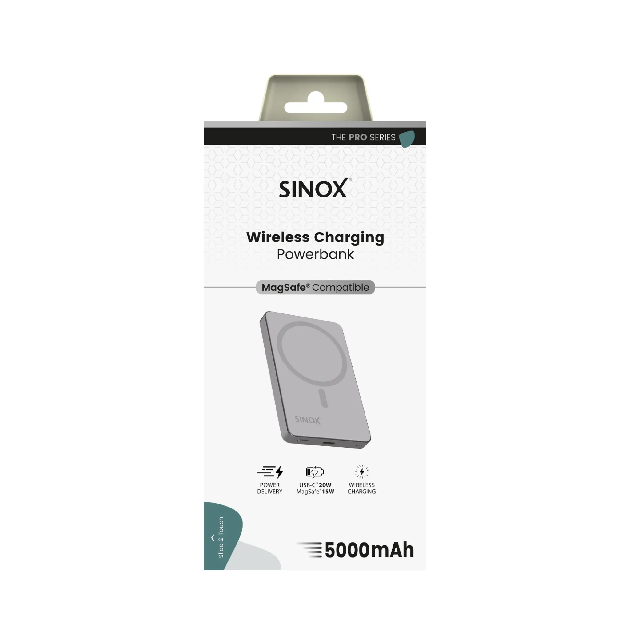 Sinox PRO Wireless Power Bank 5000 mAh. Gray.