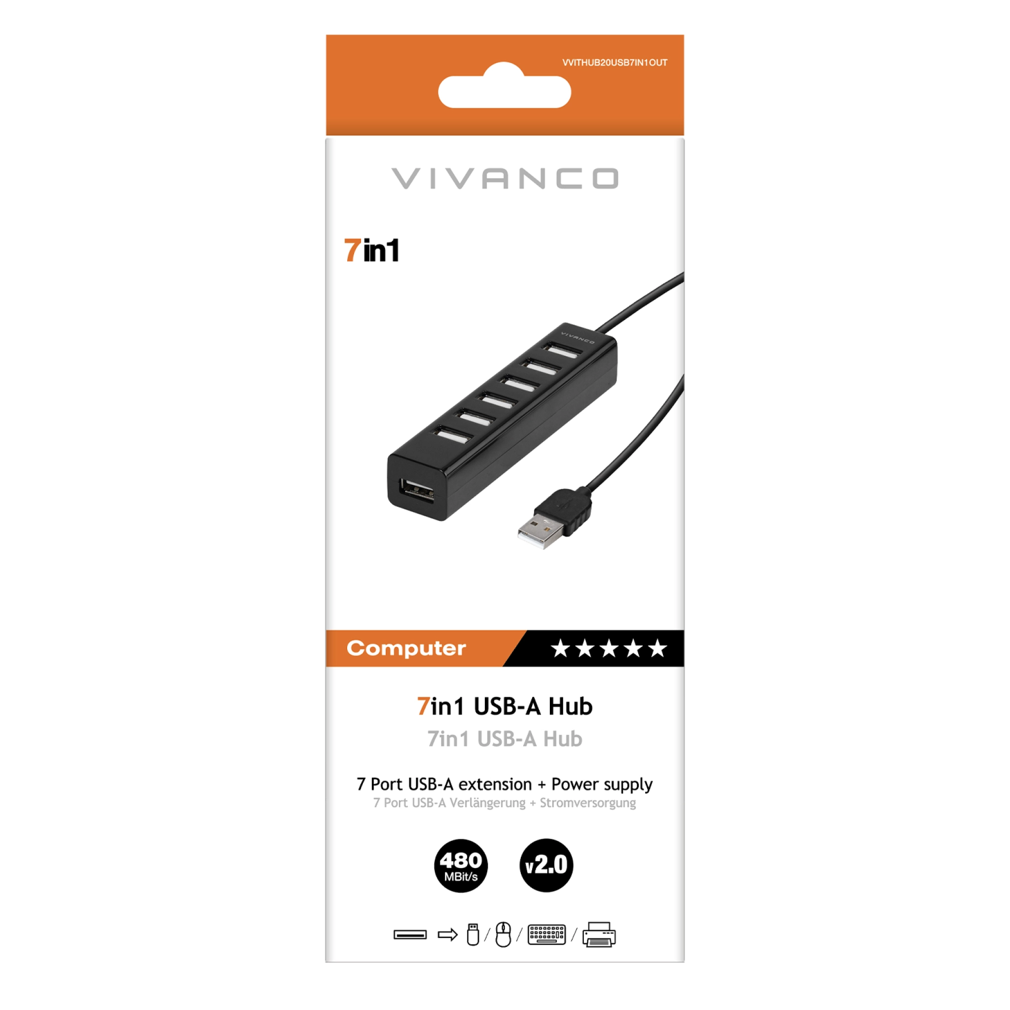 Vivanco 7-in-1 USB 2.0 Multiport Hub