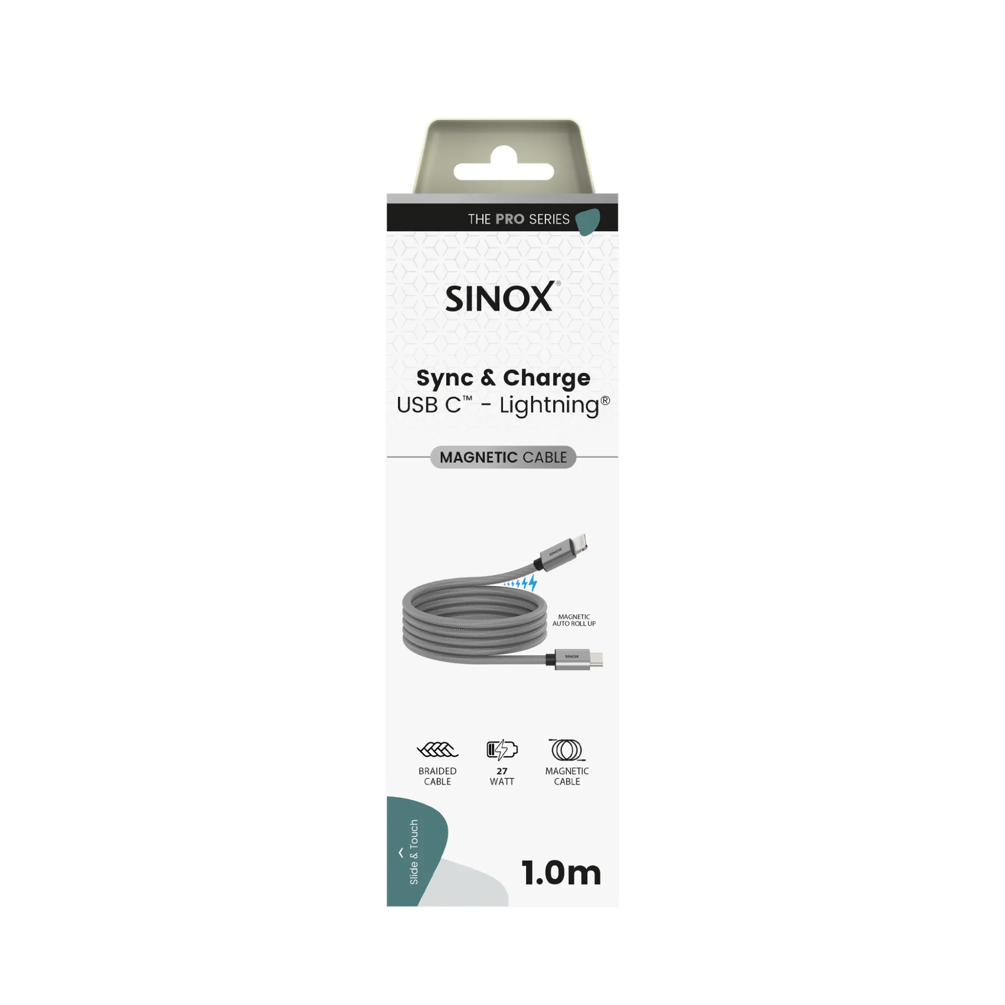 Sinox PRO USB C to Lightning Magnetic Cable. 1m. Grey