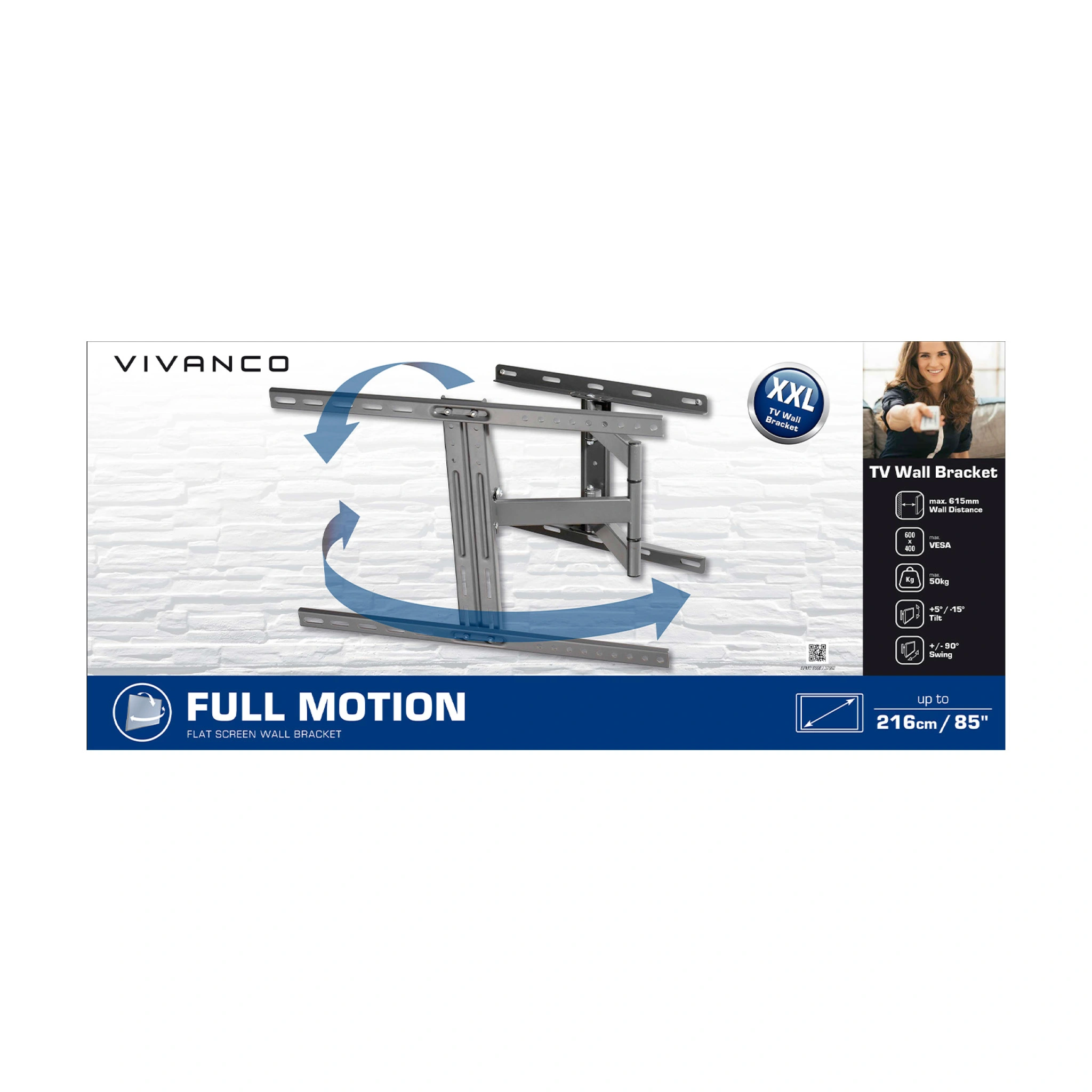 Vivanco TV Wall Mount, MOTION, 85", 50kg, VESA 600x400