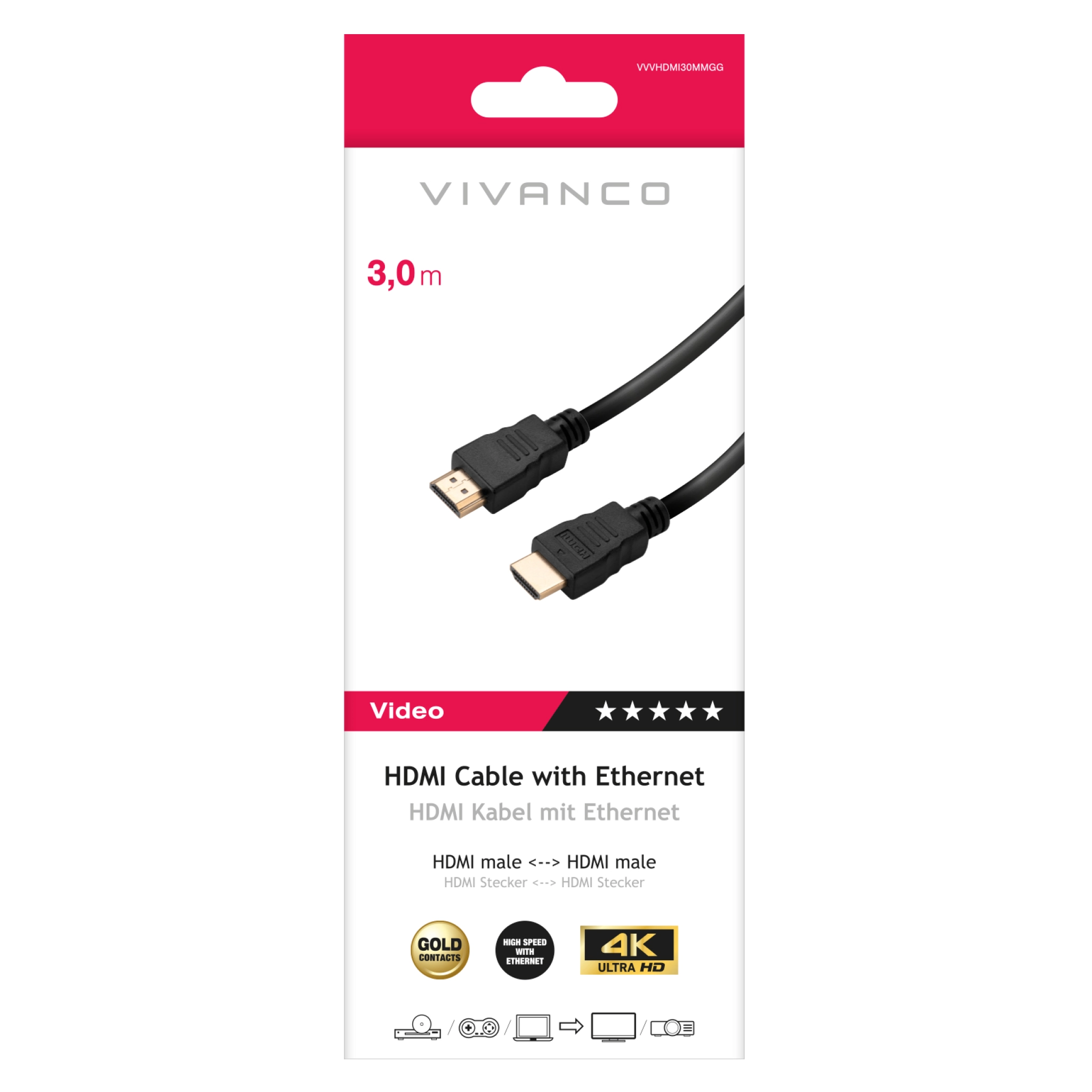 Vivanco High Speed HDMI Cable with Ethernet