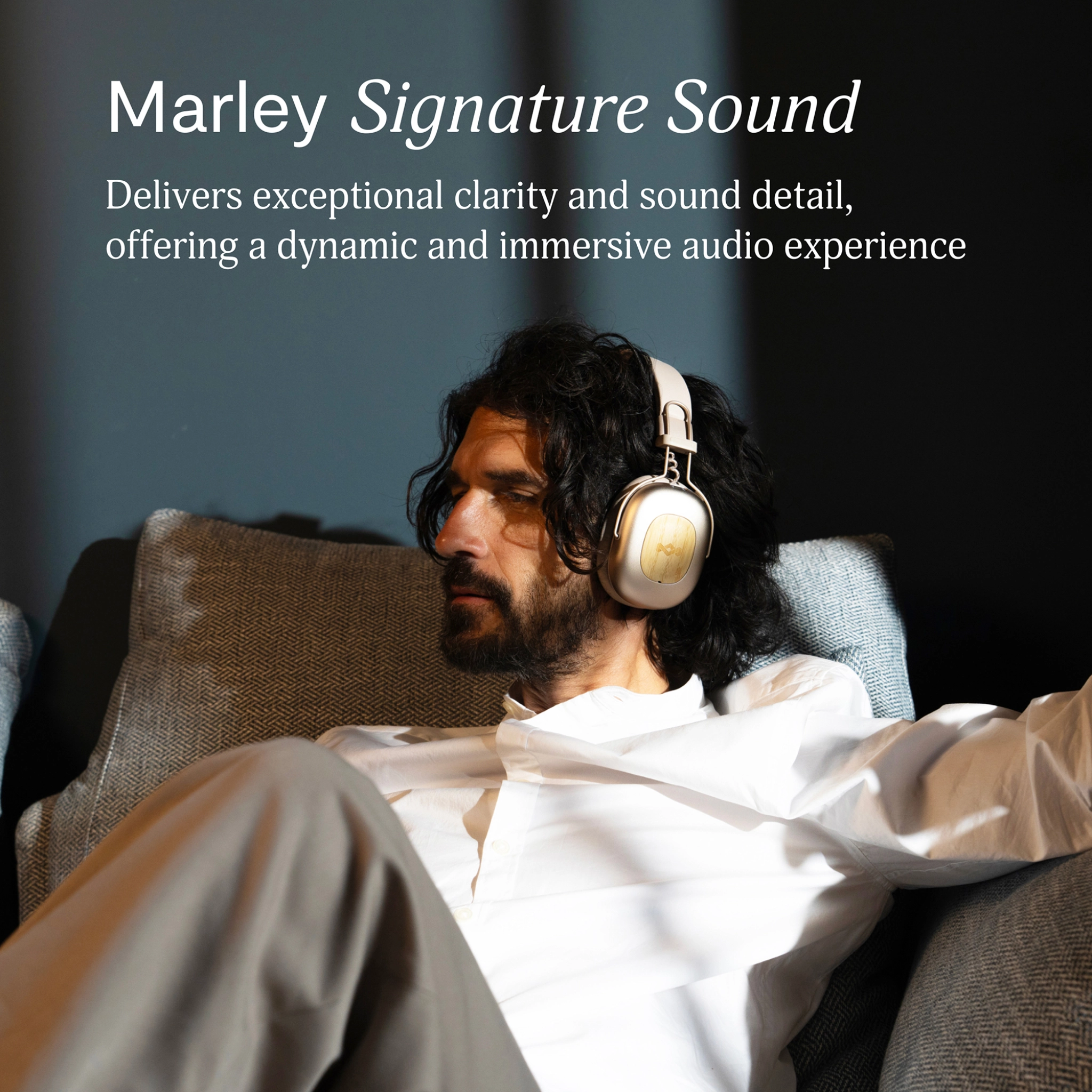Marley Positive Vibration Rebel ANC Headphones. Cream