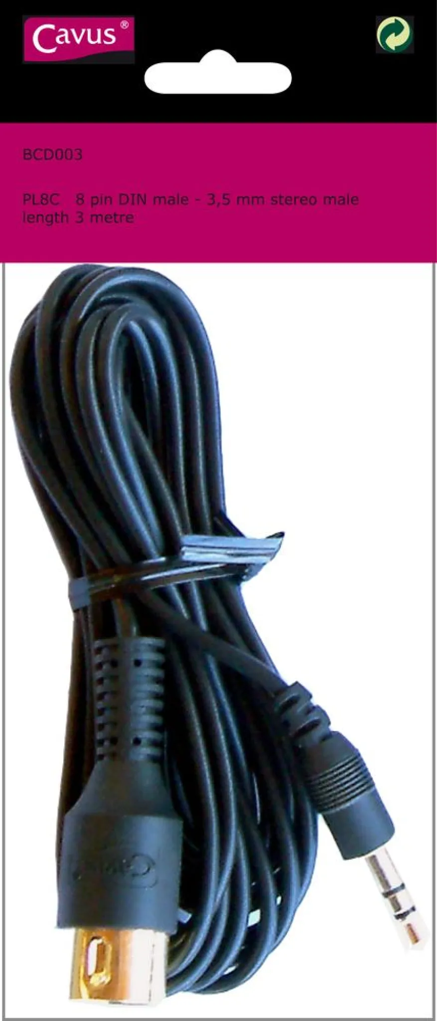 Cavus MP3 Cable. 3m. Black