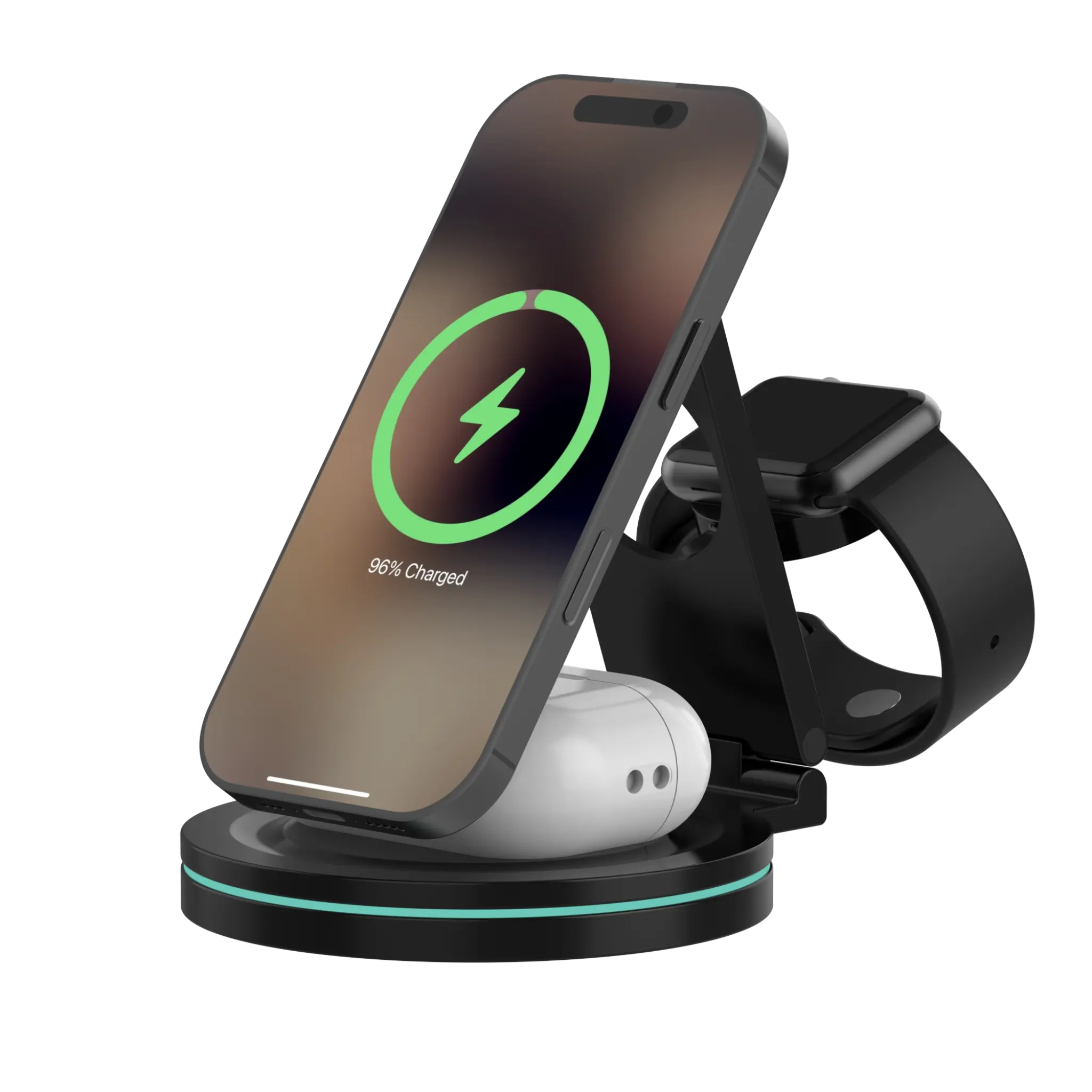 Sinox PRO 3-in-1 Wireless 15W Charger Stand. Black