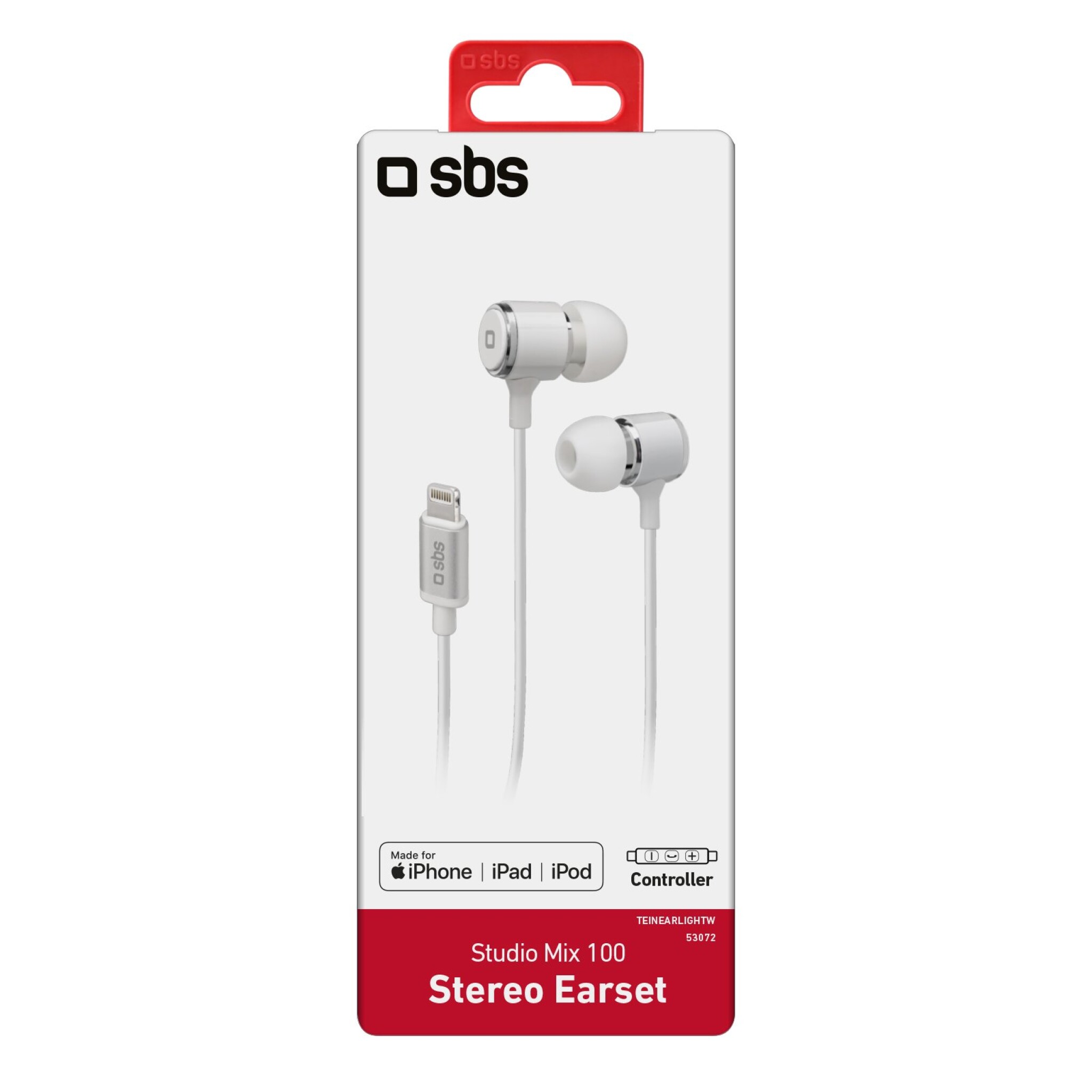 SBS In Ear Stereo Headset with Lightning Connector. White