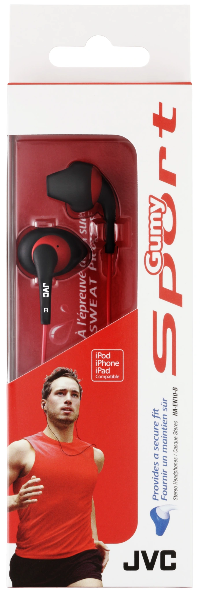 JVC In Ear Gumy Sport Headphones. Black/Red