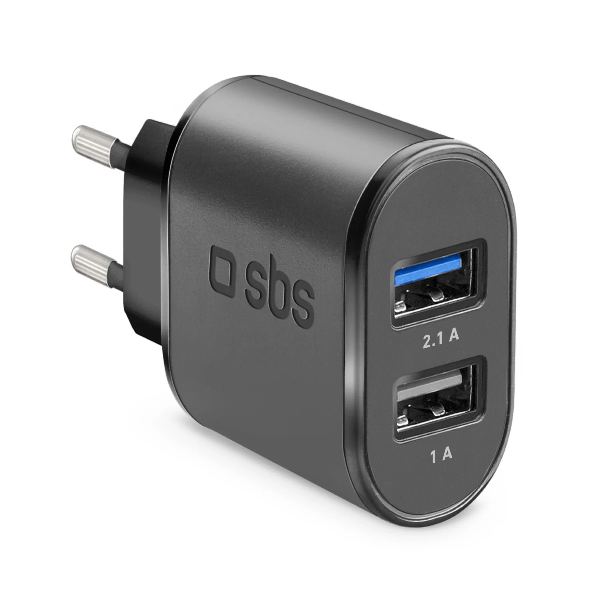 SBS 2100 mAh Charger. 2.1A + 1A. Black