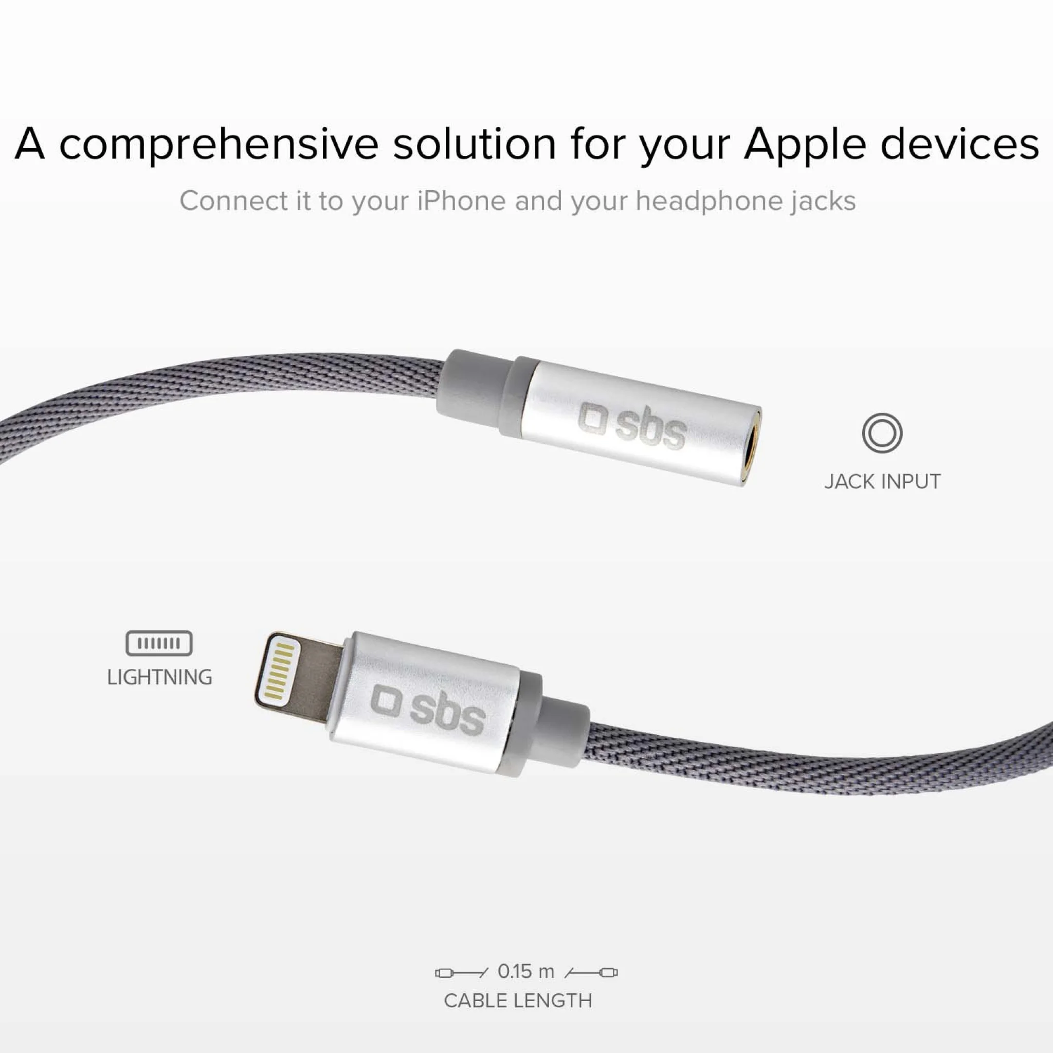 SBS Lightning to Mini Jack MFI Adapter. White