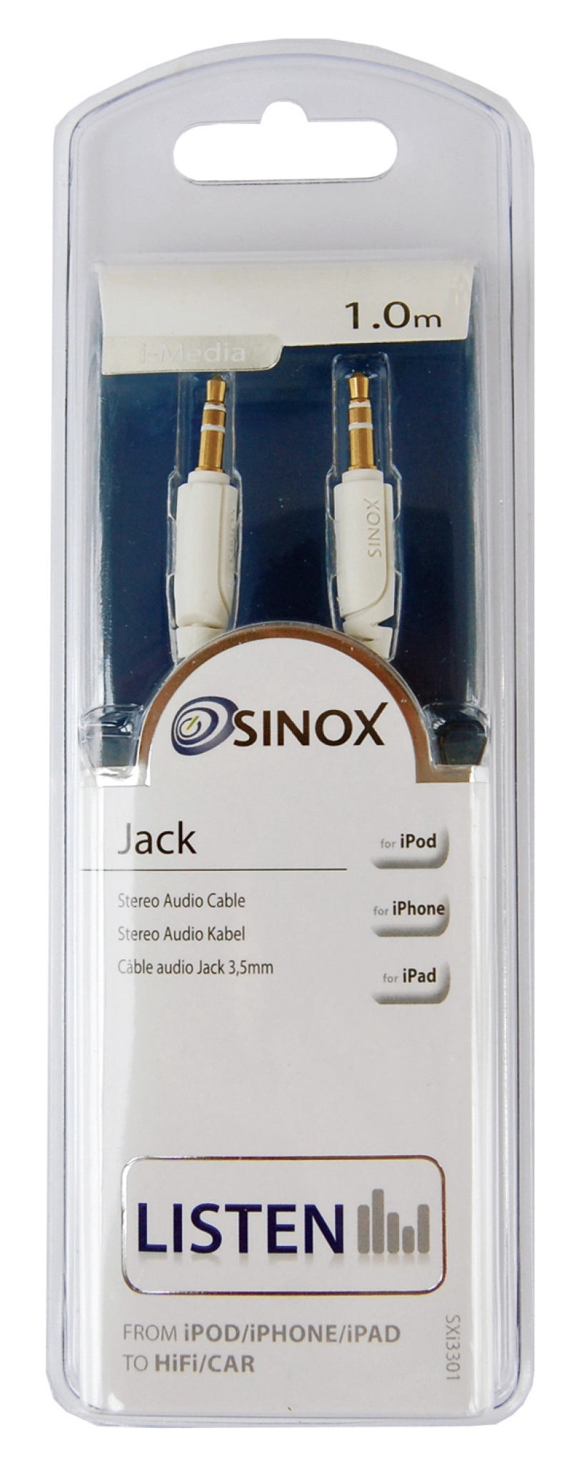Sinox Mini Jack cable. 1m. White