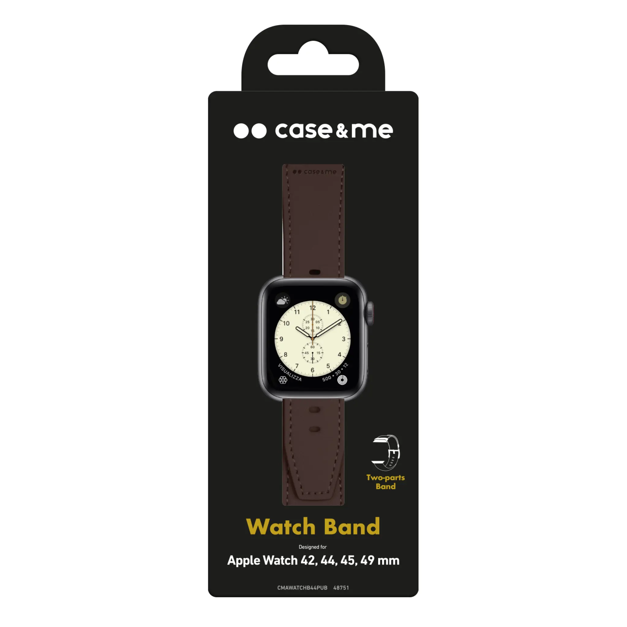 SBS Faux Leather Band for Apple Watch 42/44/45/49mm. Brown