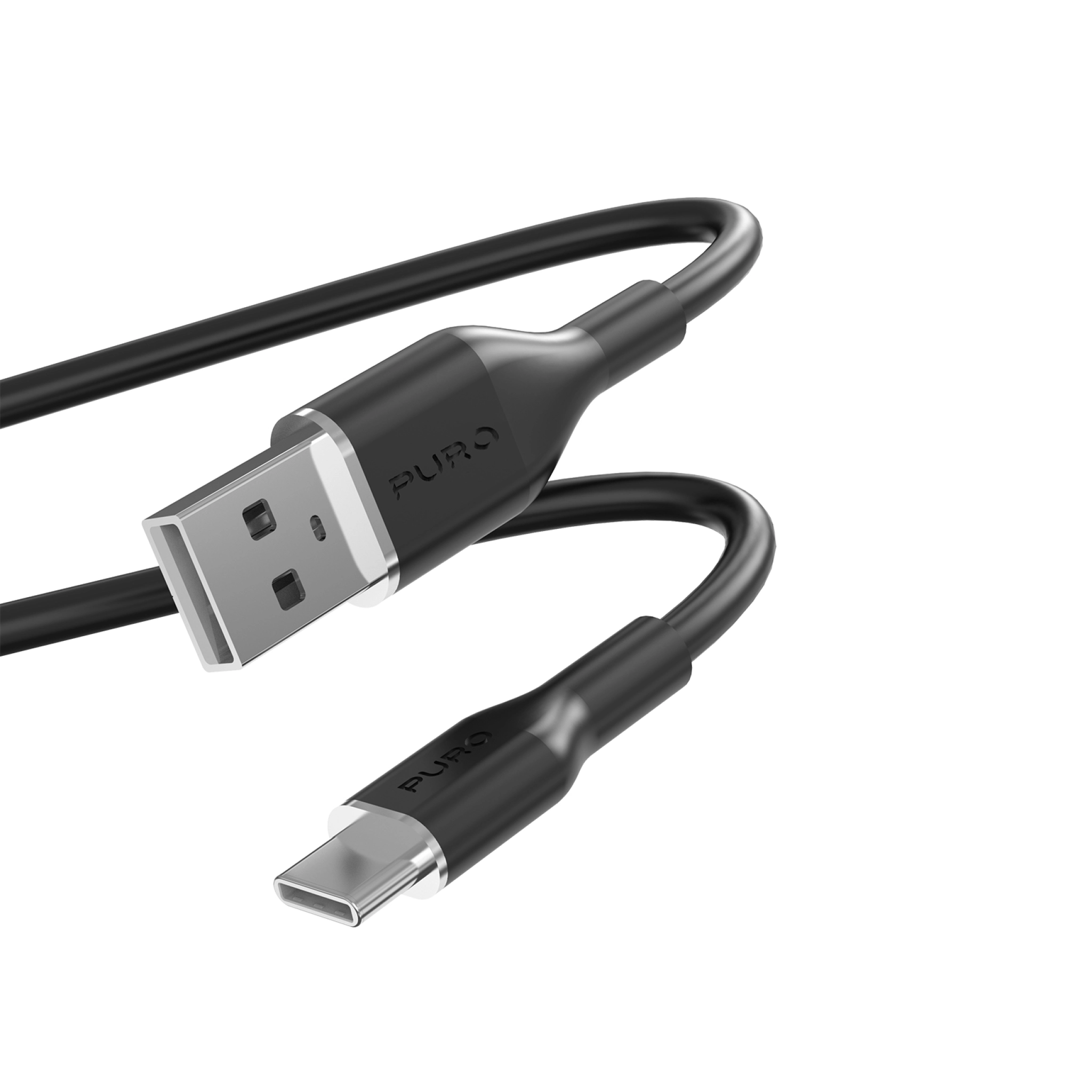 PURO Charging and synchronization cable SOFT from USB-A to USB-C 1,5m