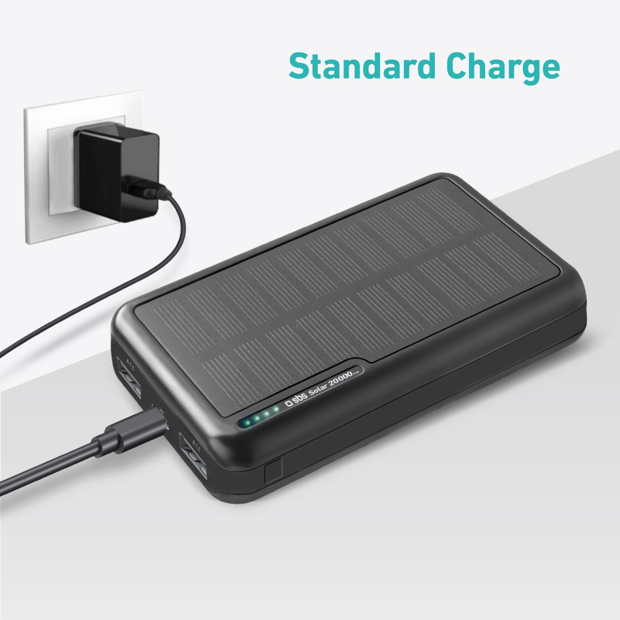 SBS Solar Power Bank. 20,000 mAh. Black