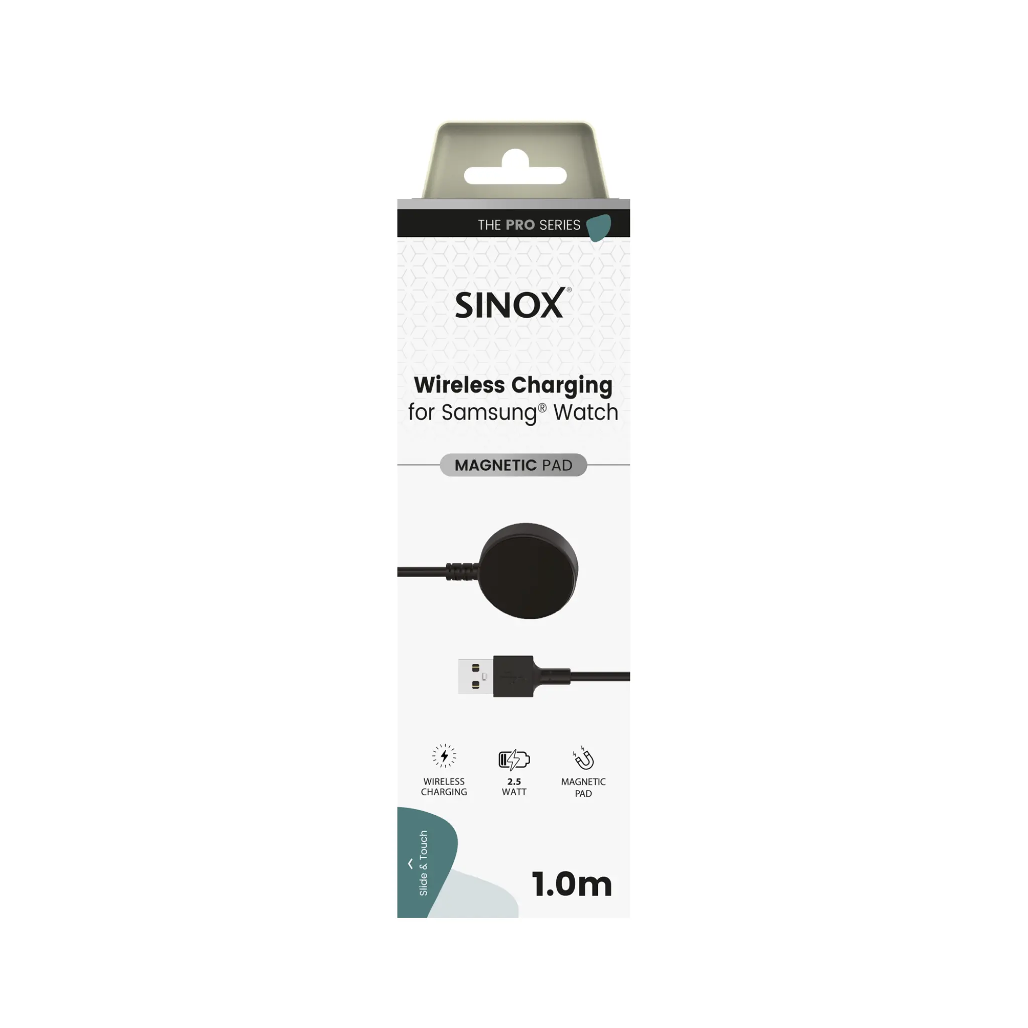 Sinox PRO Wireless Charging Cable for Samsung® Watch. 1m. Black