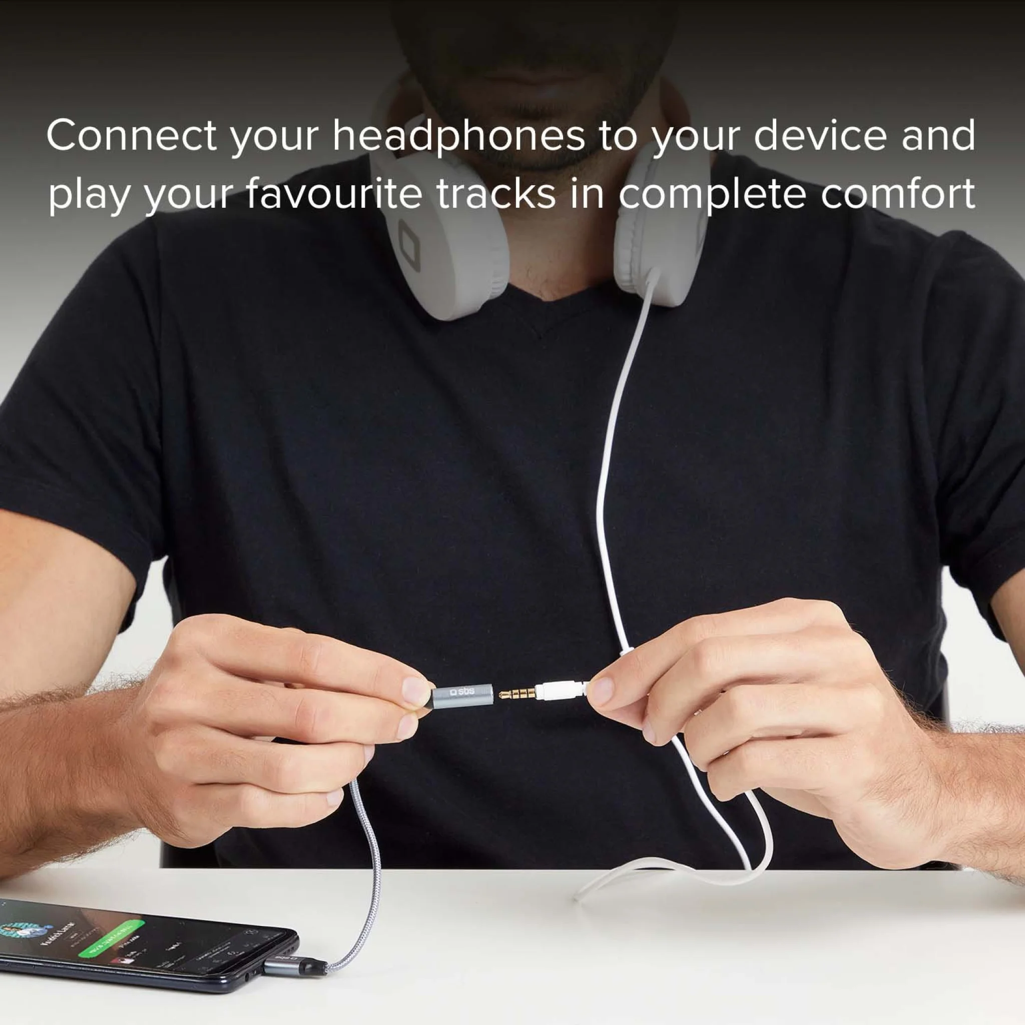 SBS USB-C to Mini Jack Adapter. Grey