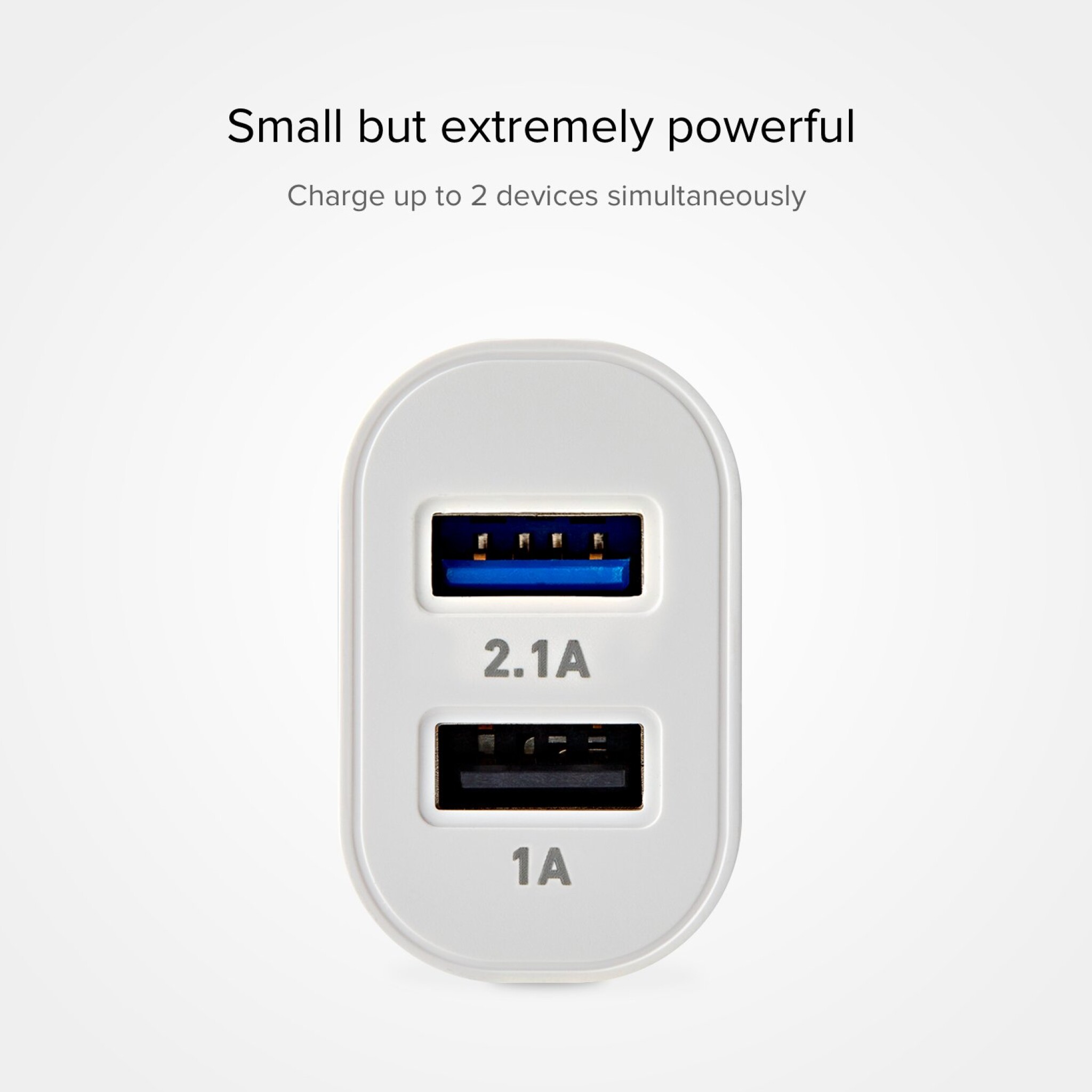 SBS 2100 mAh Charger. 2.1A + 1A. White