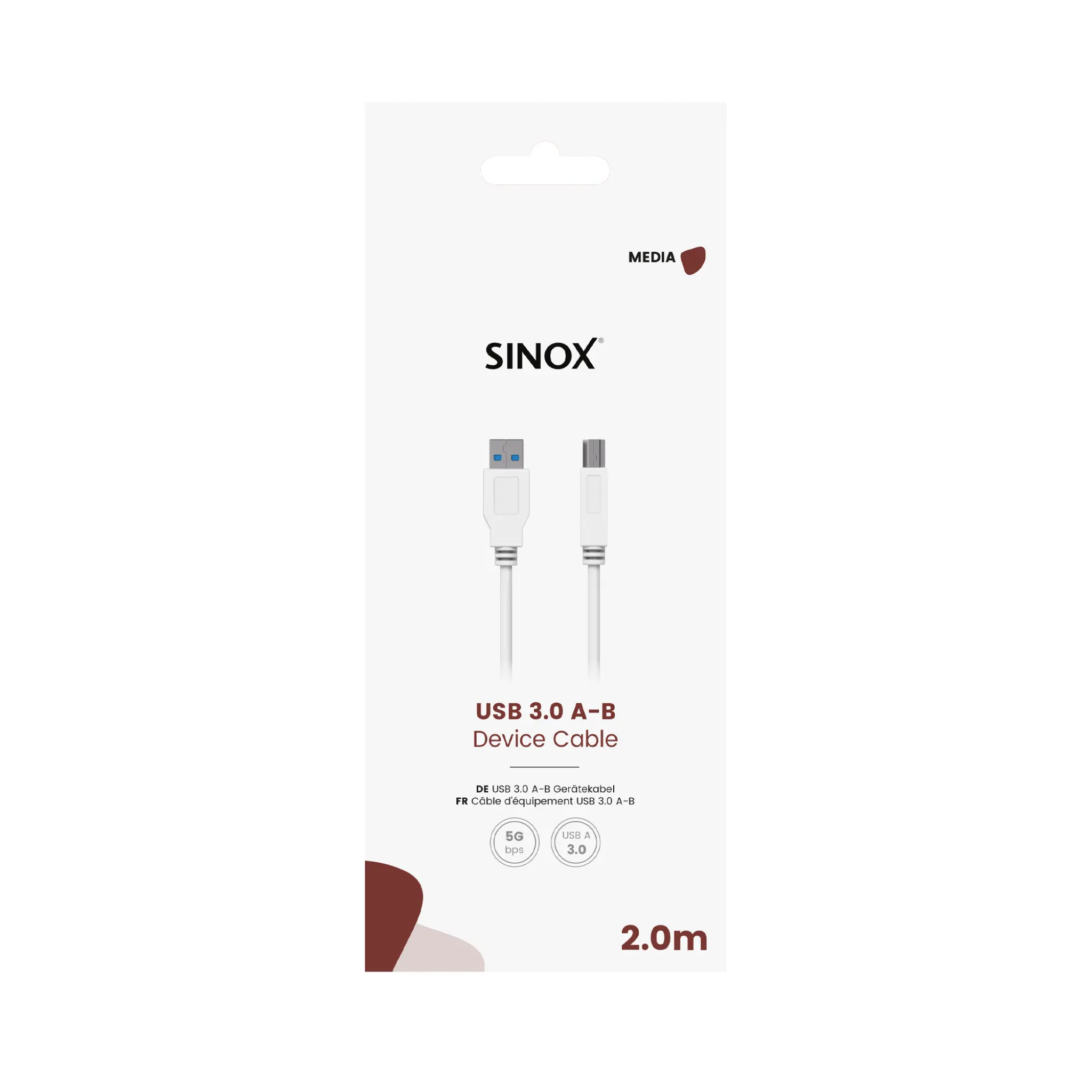 Sinox USB 3.0 Cable. 2m. White