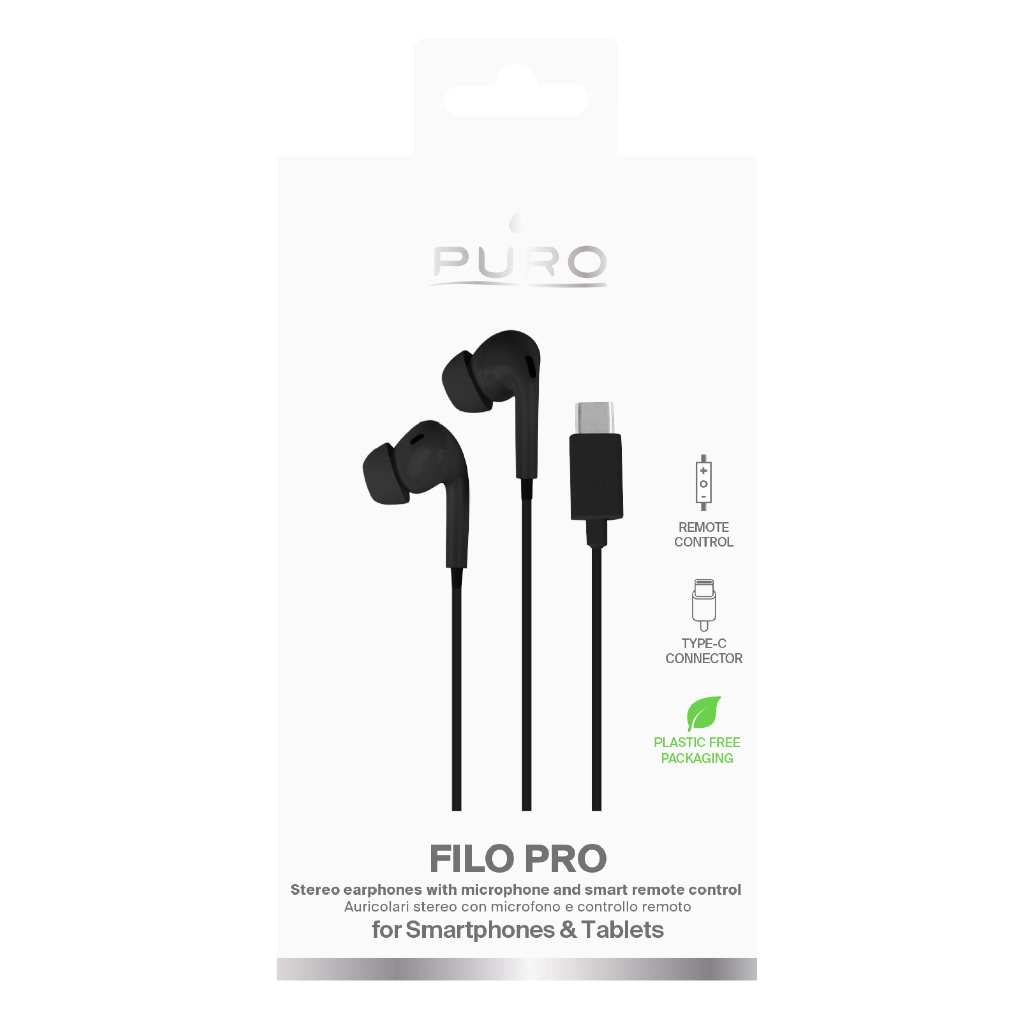 PURO Stereo Earbuds "Filo Pro" with USB-C Connector