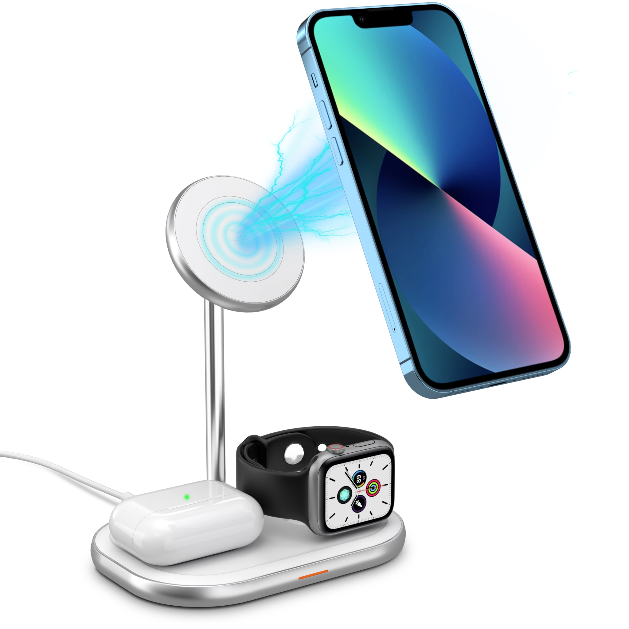 Energizer 3-in-1 Wireless Charger with 15W Fast Charging. White