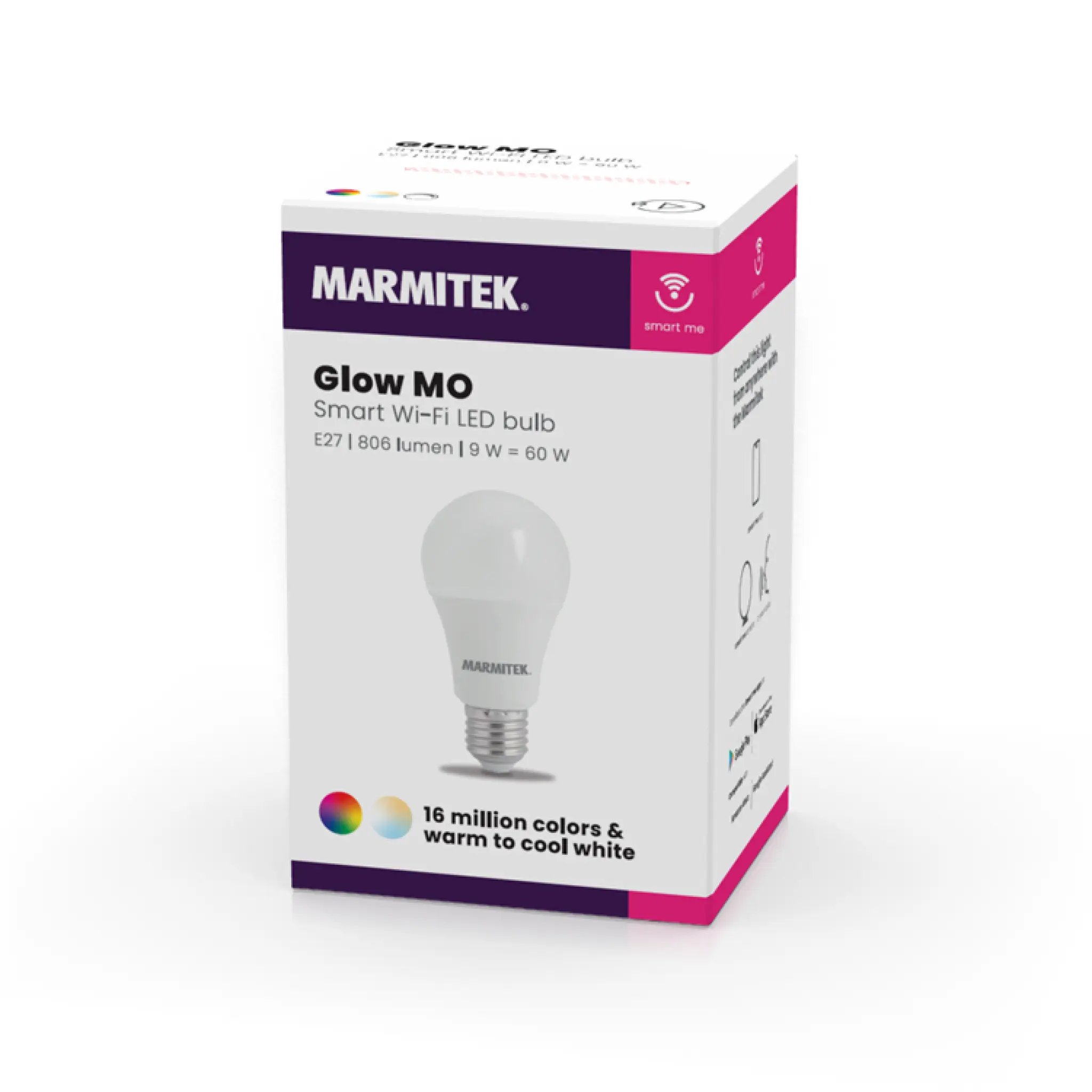 Marmitek Glow MO. E27. White + 16 mm colors