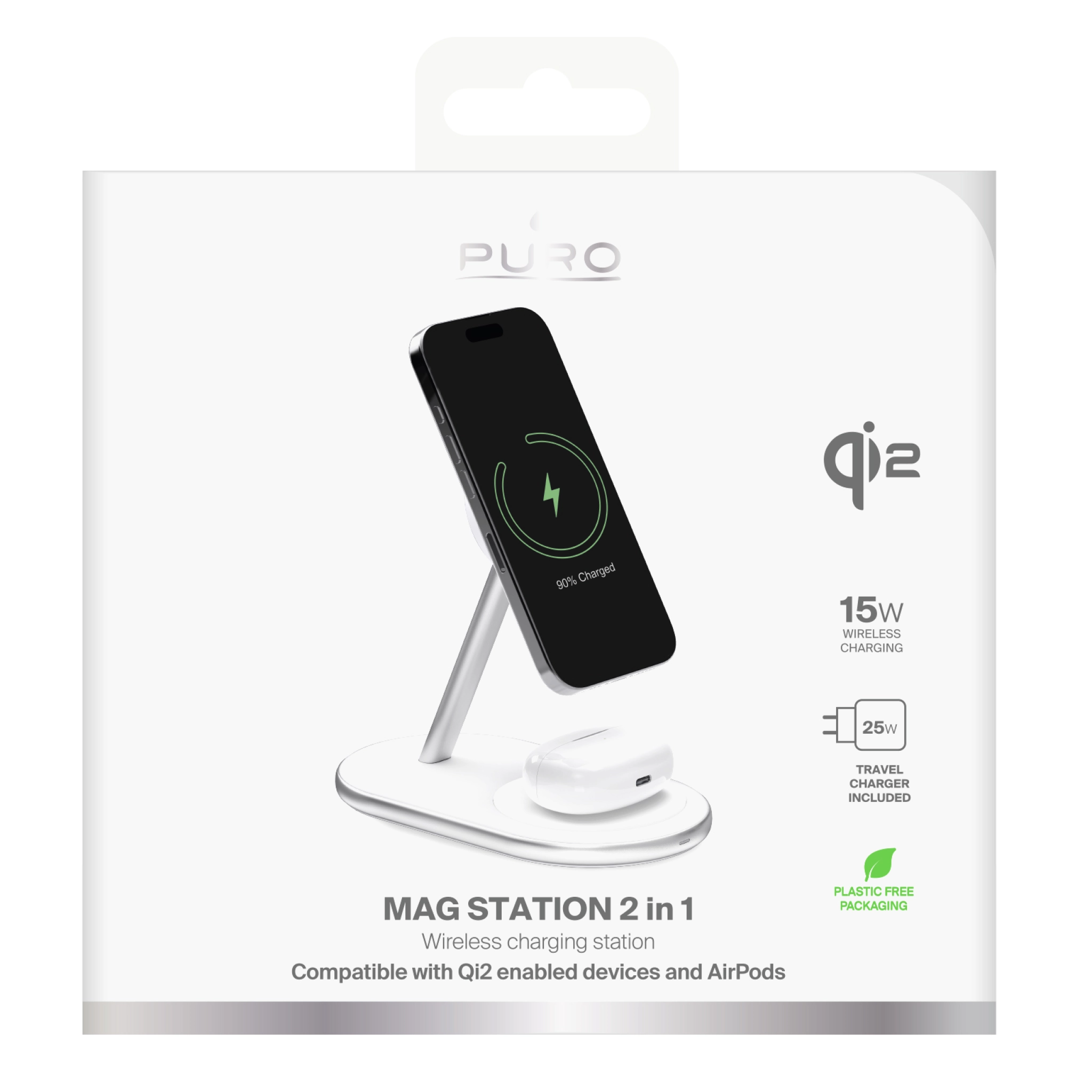 PURO 2-in-1 Charging Station with Qi2 Technology