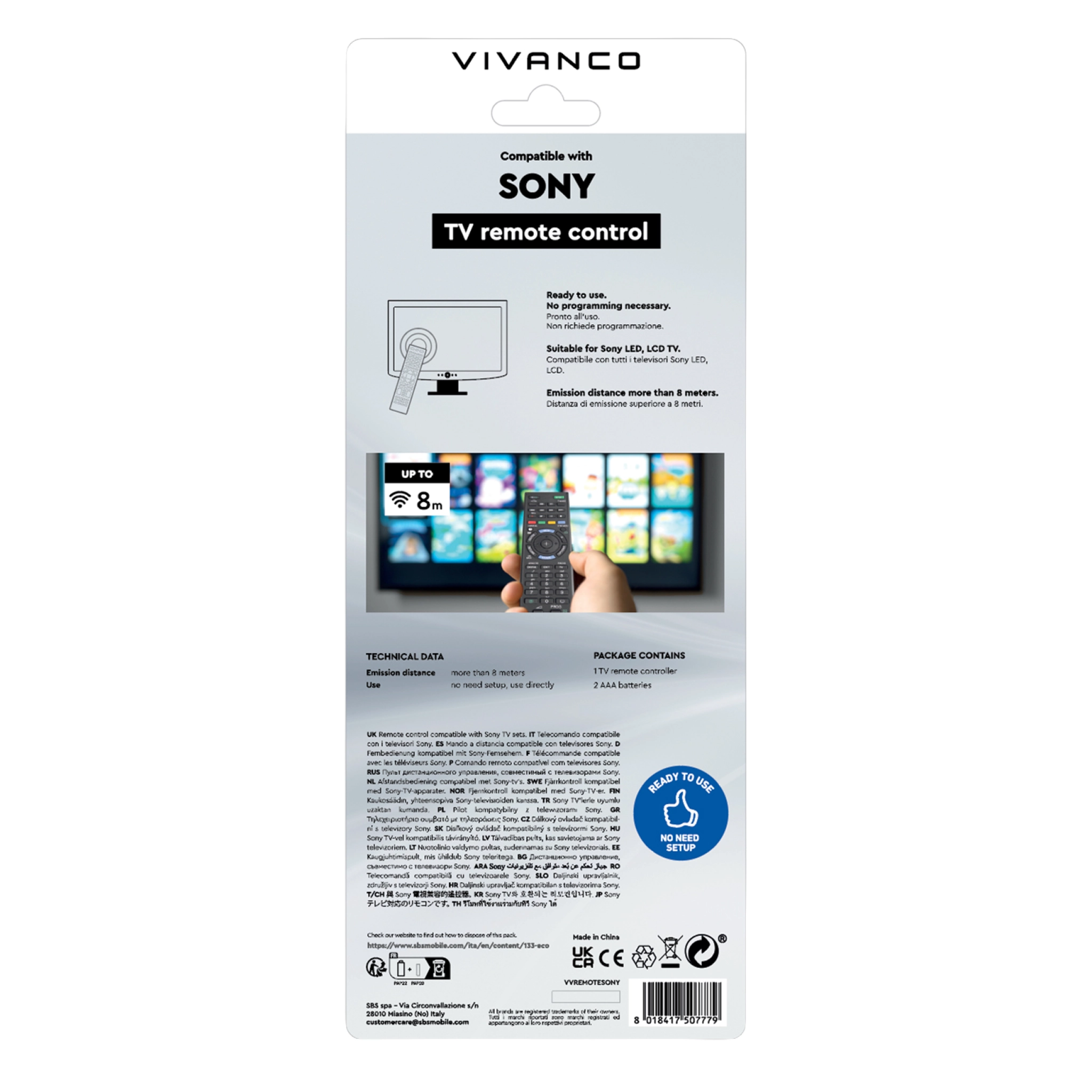 Vivanco Sony TV Remote Control