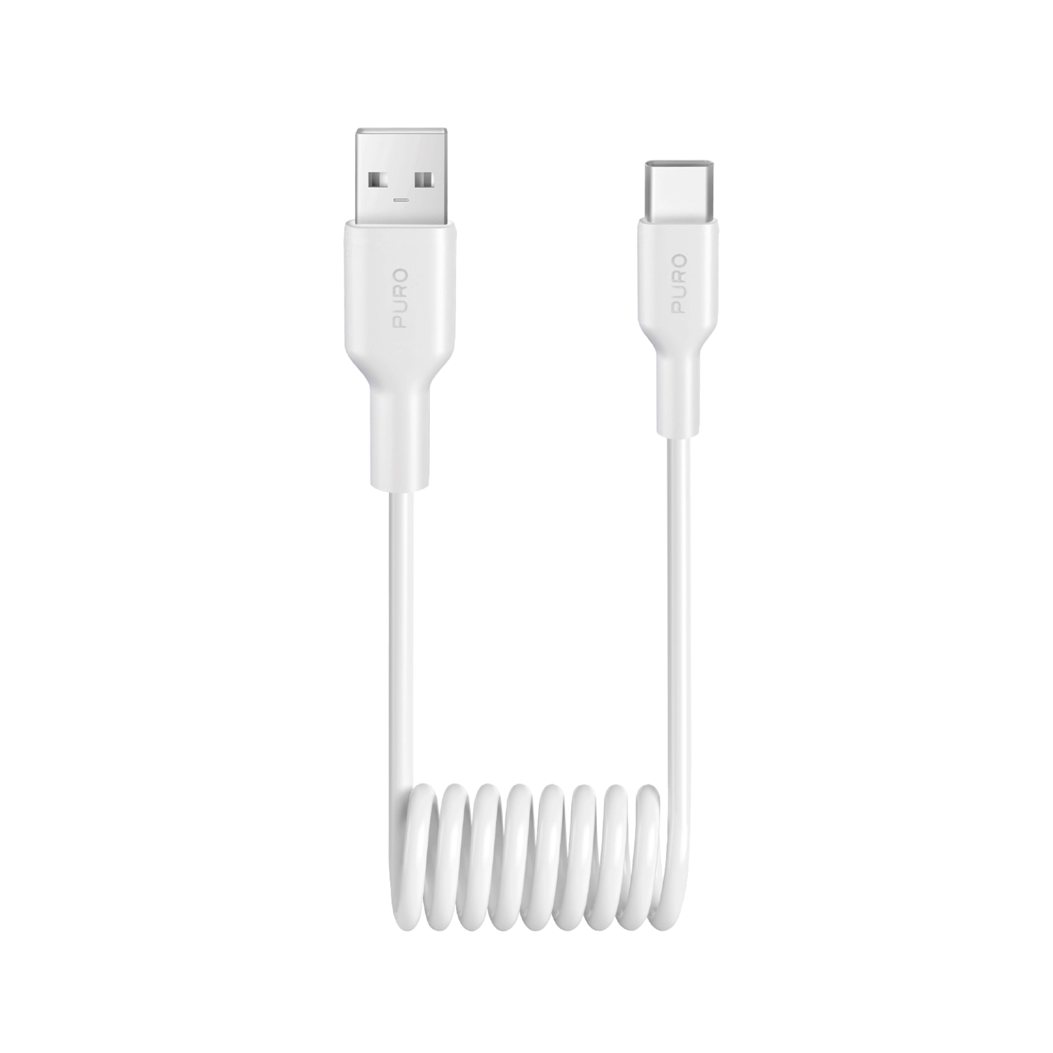 PURO USB-A to USB-C TPU Spiral Cable, 1m