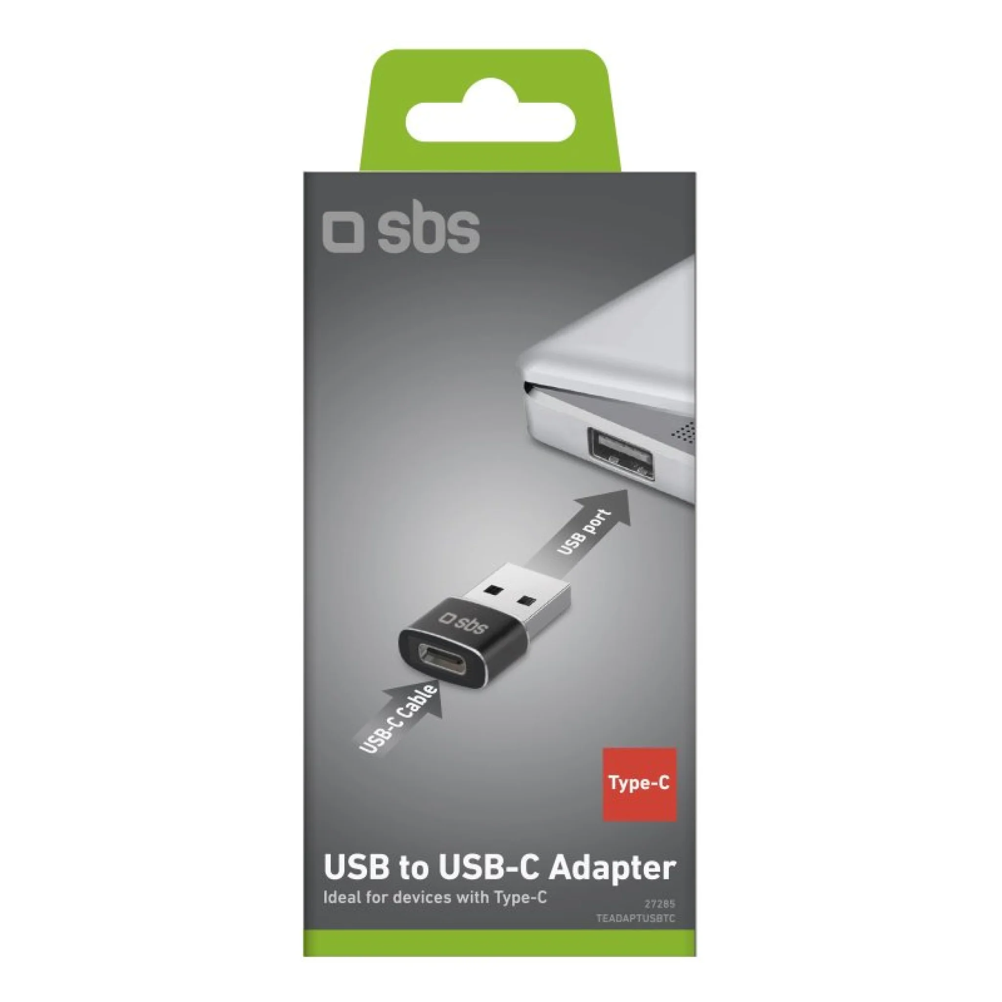 SBS USB male to USB-C female adapter. Black