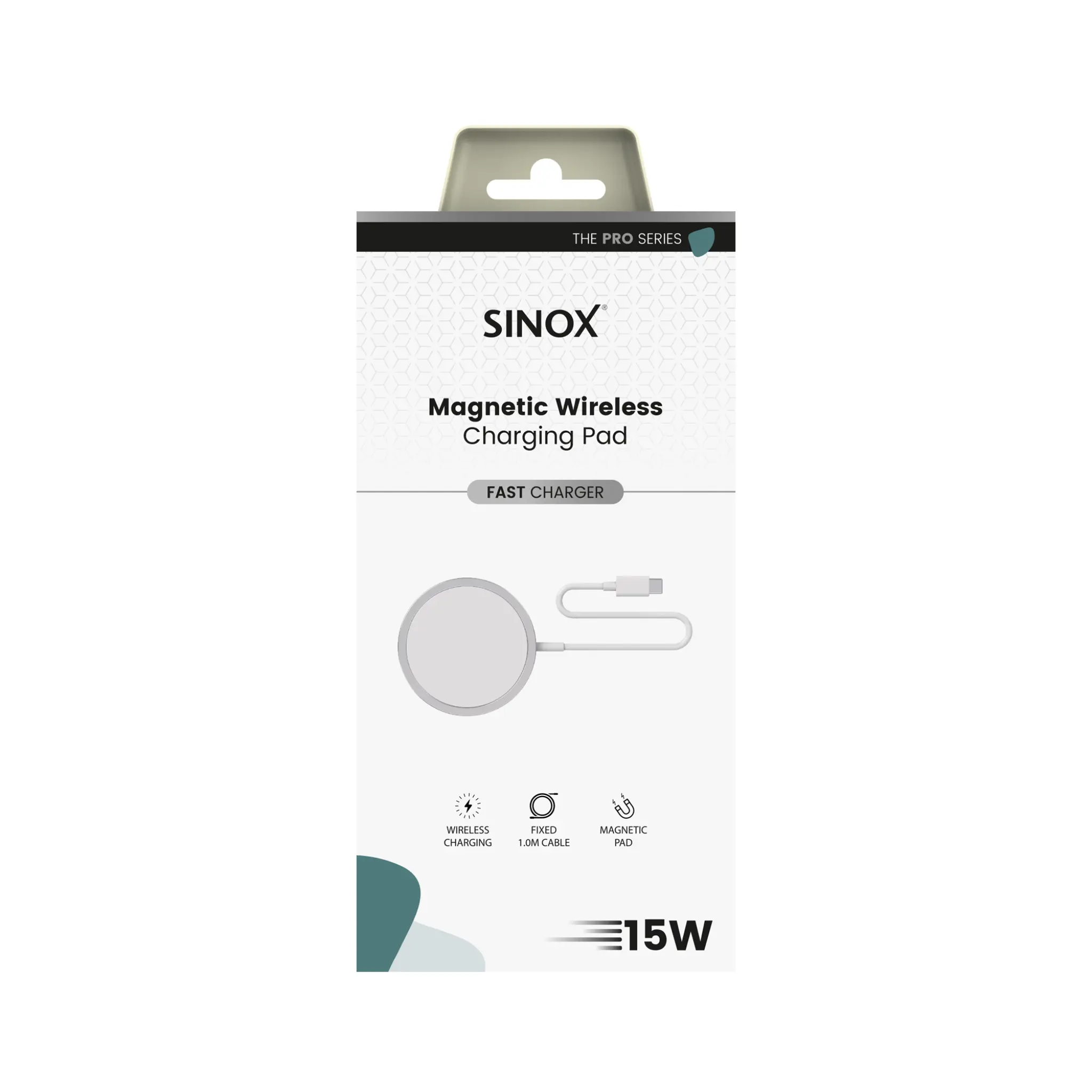 Sinox PRO Magnetic Wireless Charger 15W. 1m. White