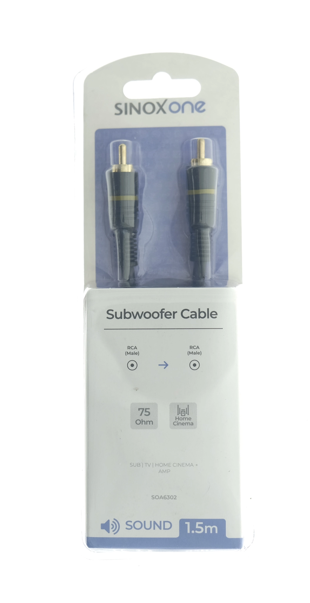 Sinox One Subwoofer Cable. 1.5m. Black