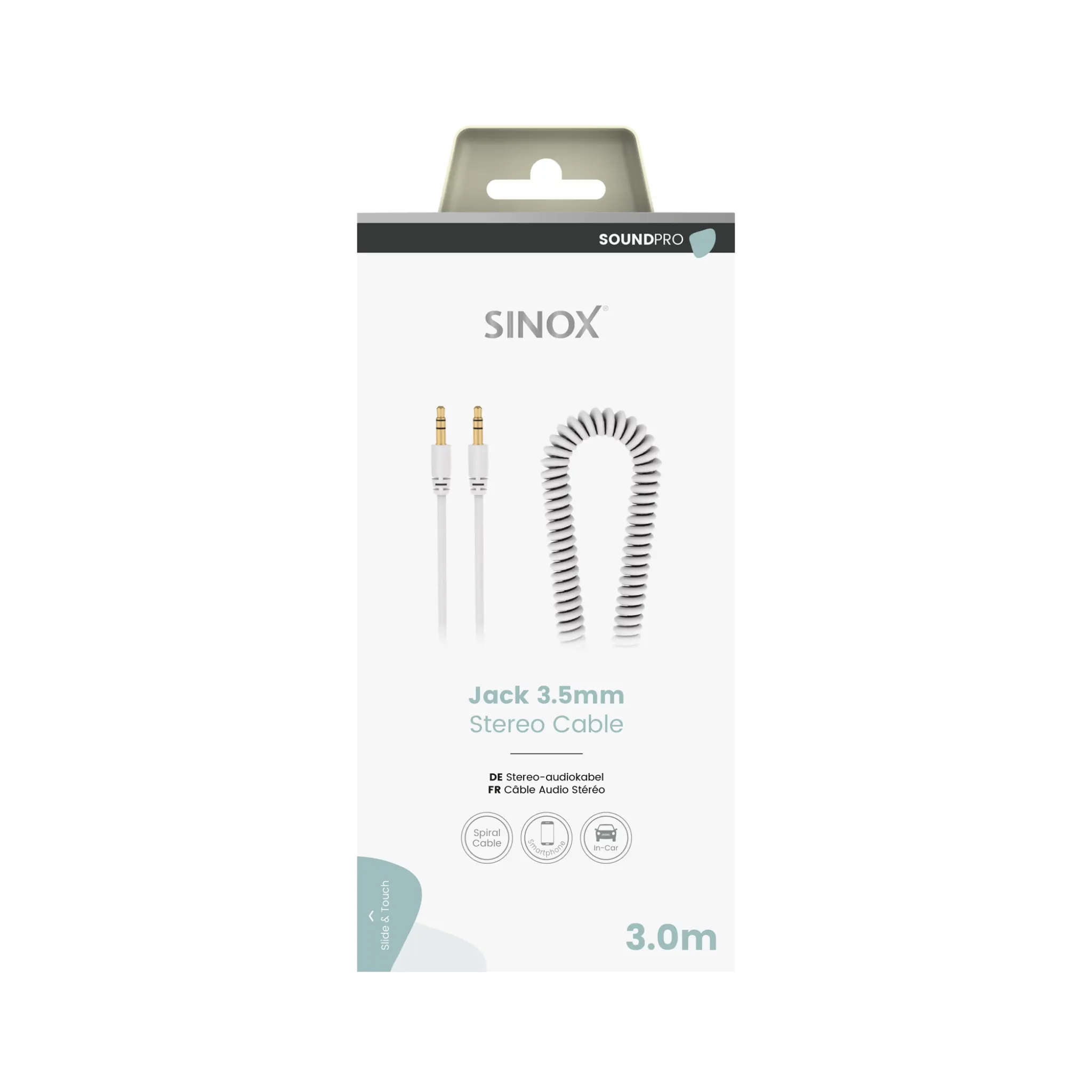 Sinox PRO Mini Jack Cable. 3m. White