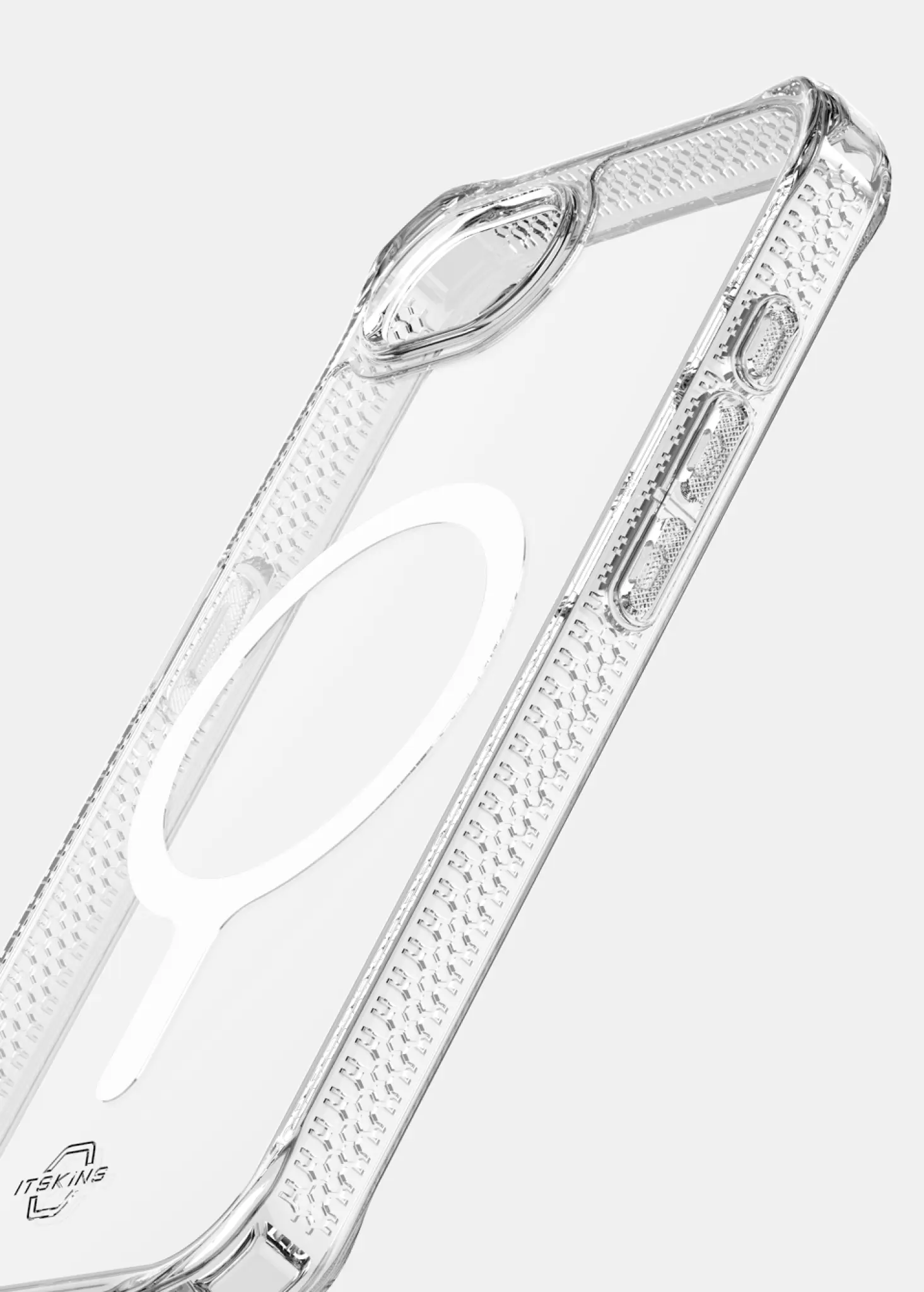 ITSKINS HYBRID MAGSAFE CLEAR cover for iPhone 16e®. Transparent