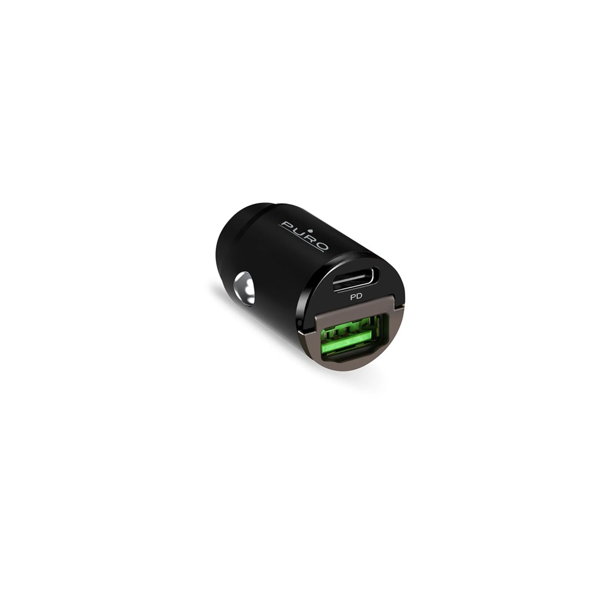 PURO Mini Car Charger "Bullet" USB-C and USB-A Fast Charging and Power Delivery 30W