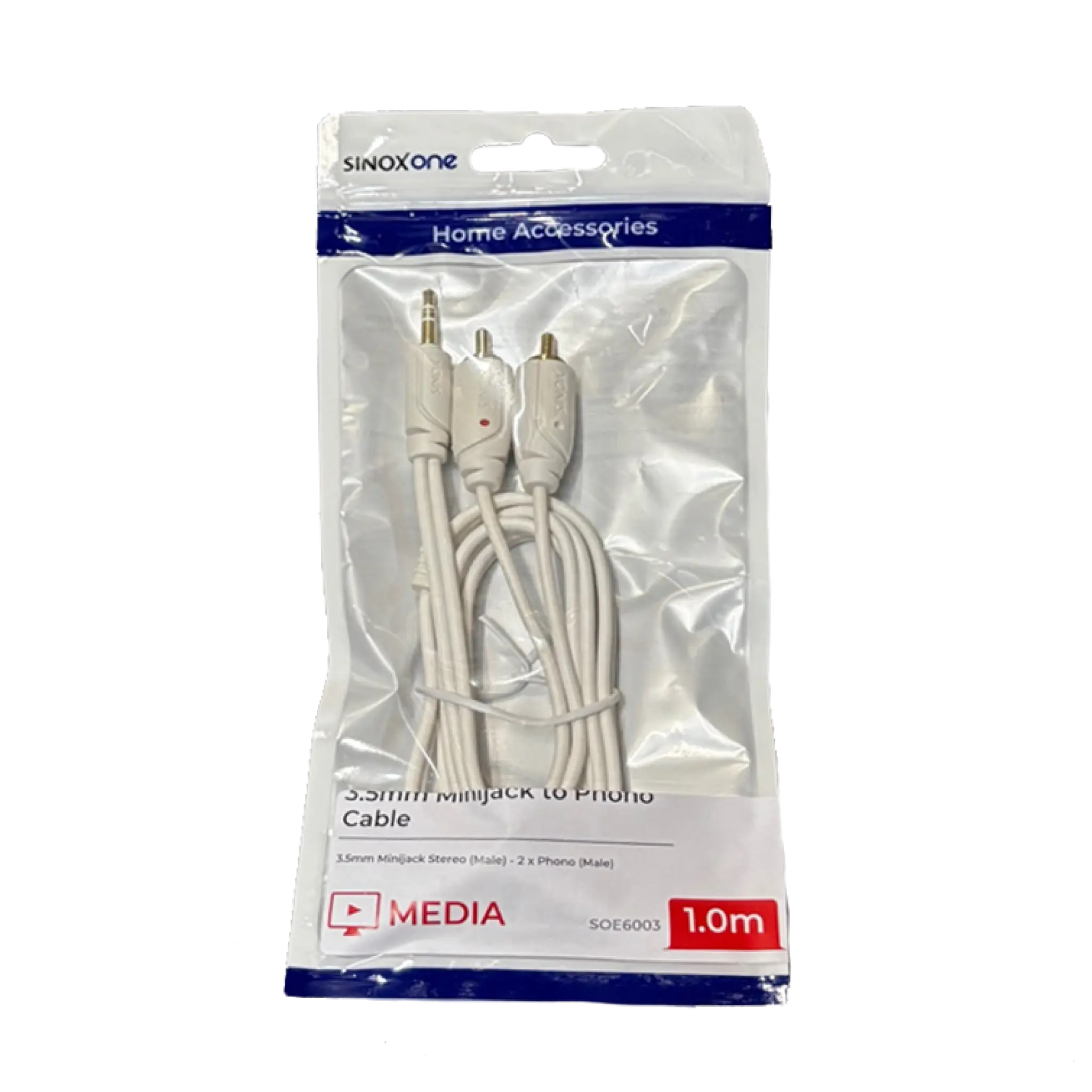 Sinox One Mini Jack to Phono cable. 1m. White.