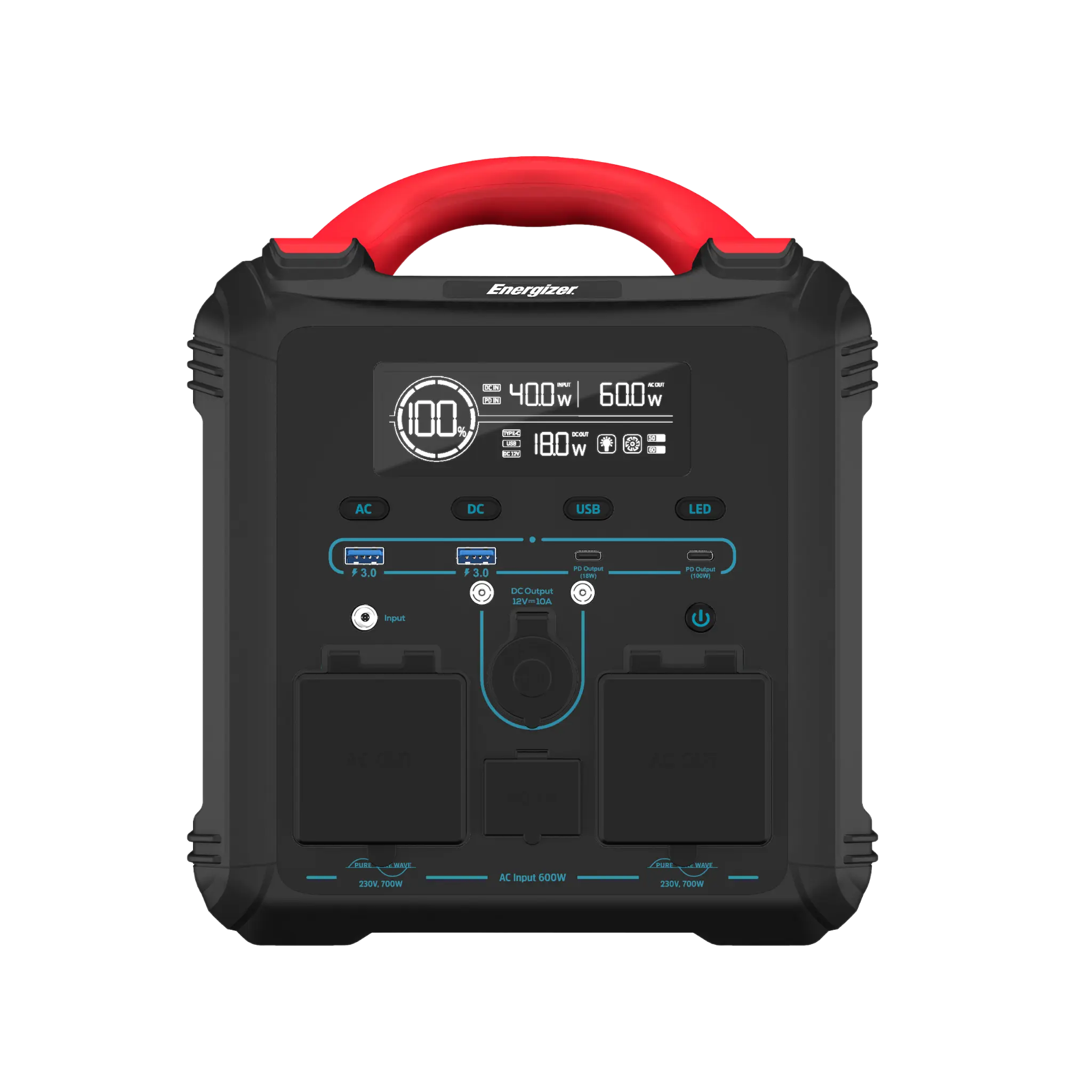 Energizer 700W Portable Power Station with Dual PD Output. Black