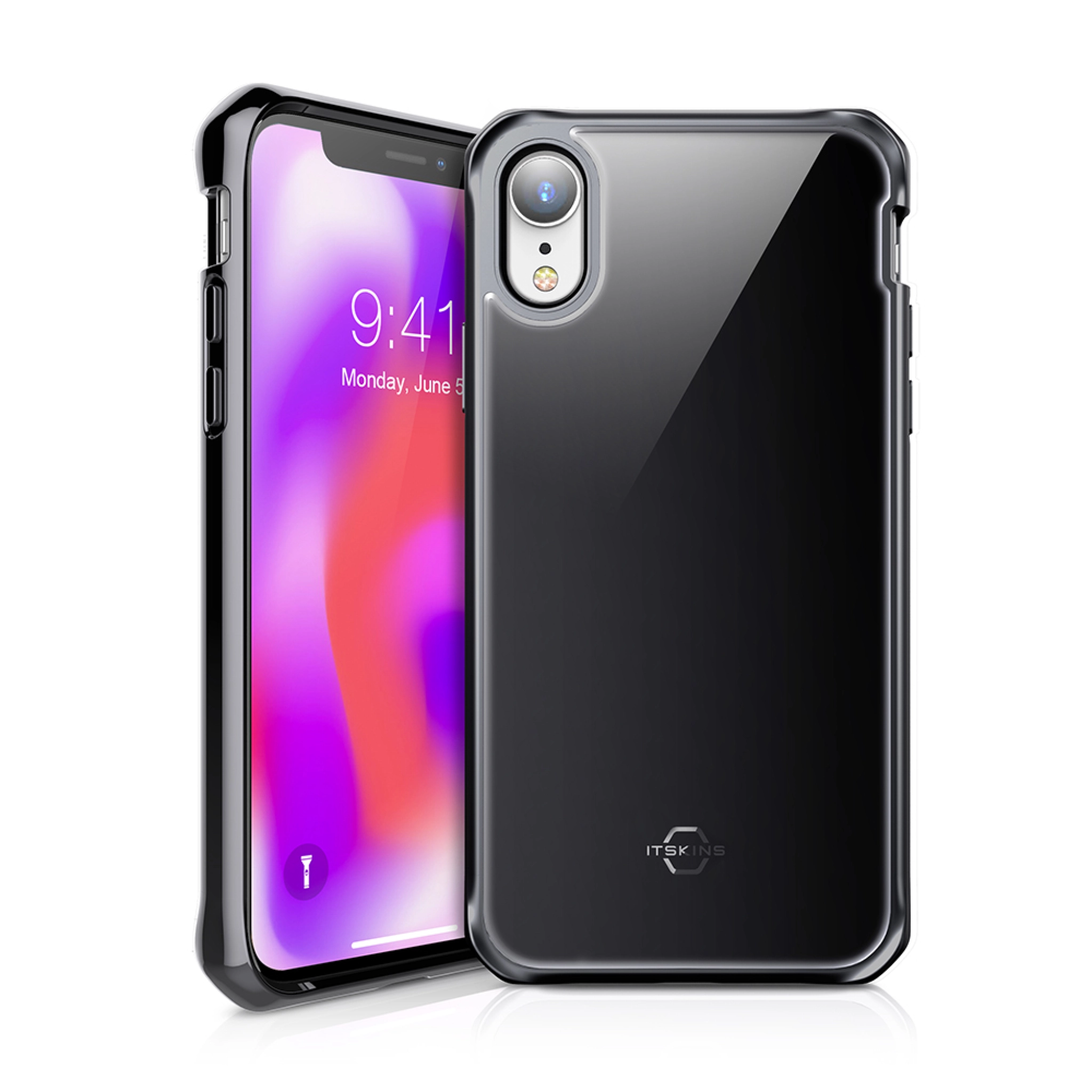 ITSKINS HYBRID GLASS cover for iPhone XR®. Black