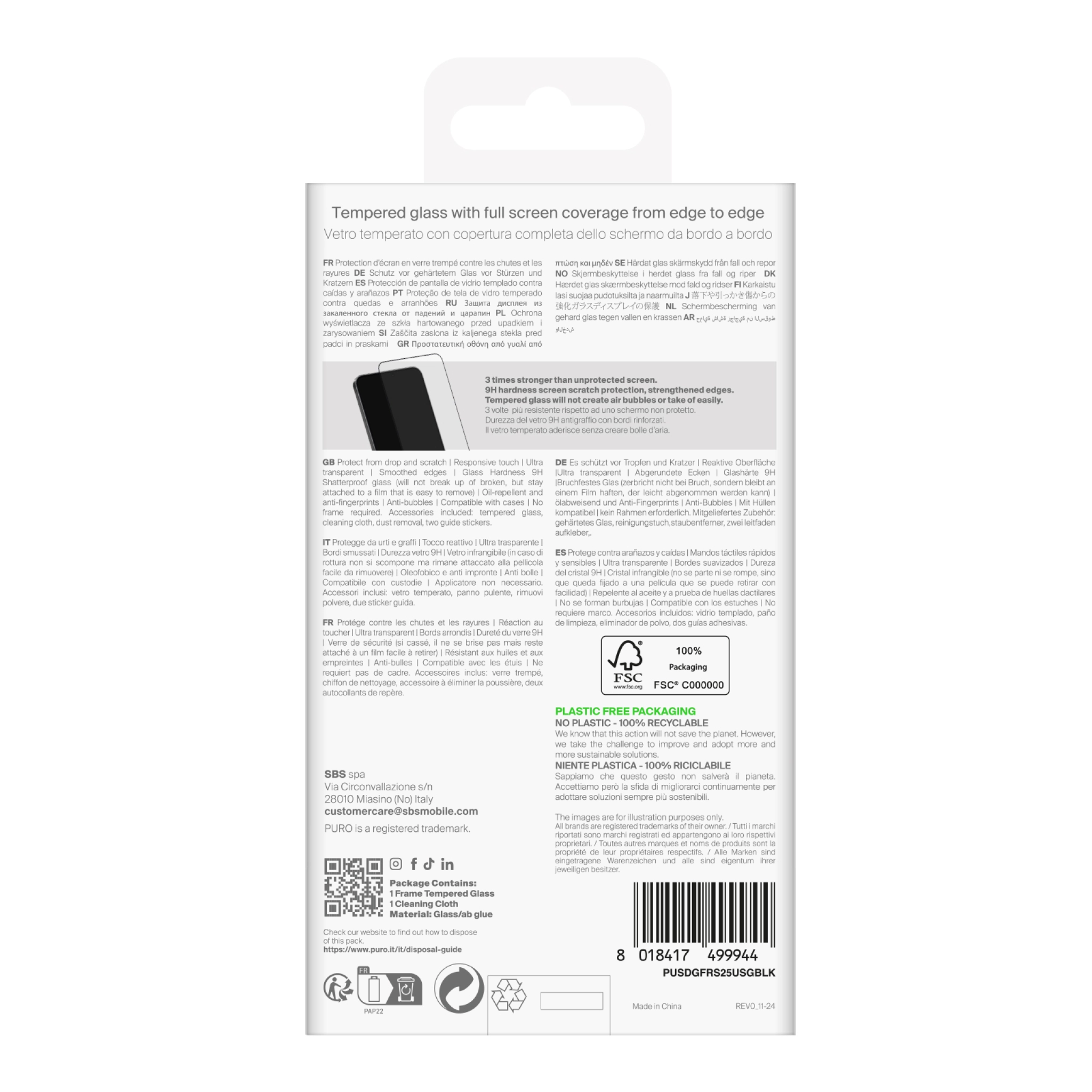 PURO Full Glue Frame Tempered Glass Samsung Galaxy S25 Ultra