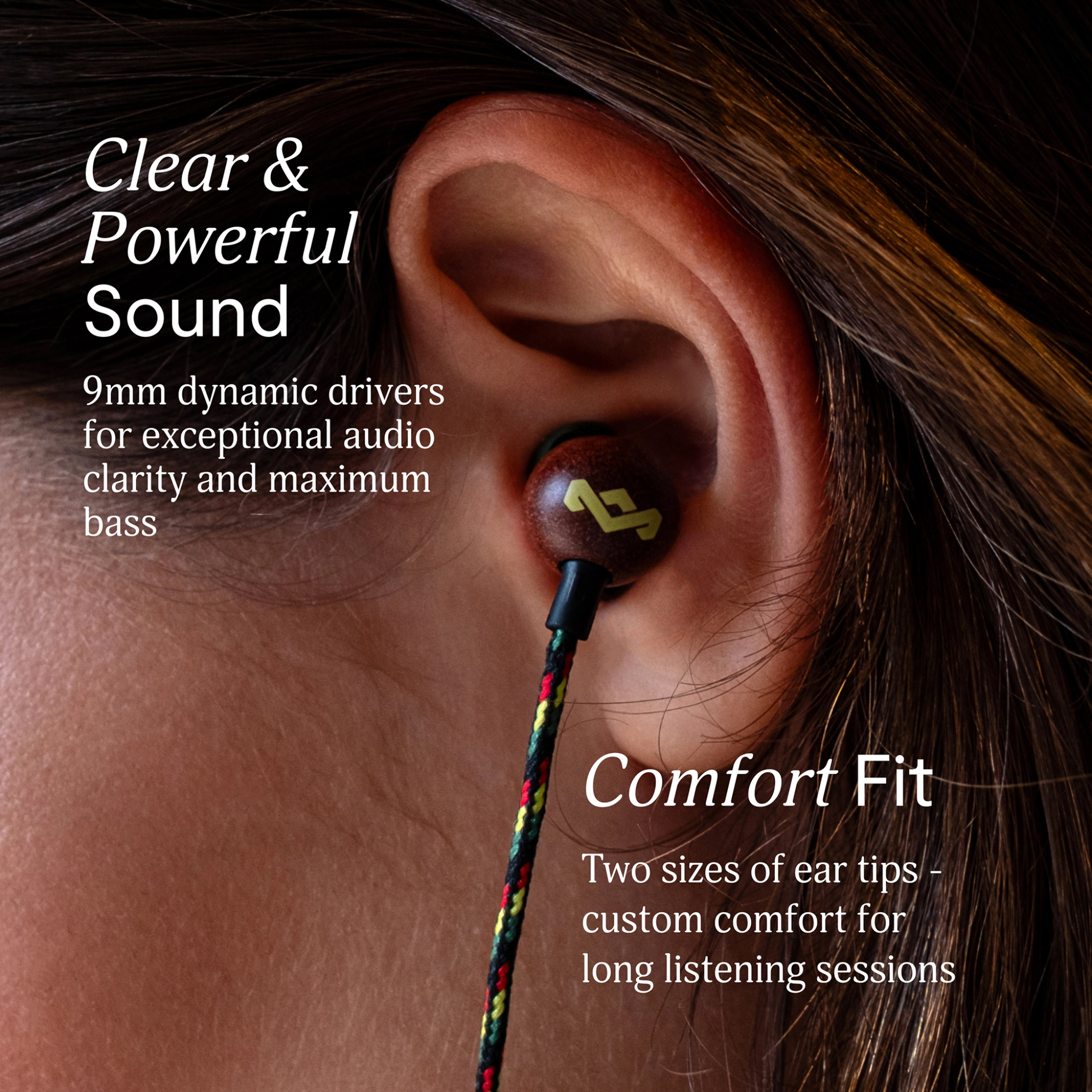 Marley Smile Jamaica USB-C Earbuds. Rasta
