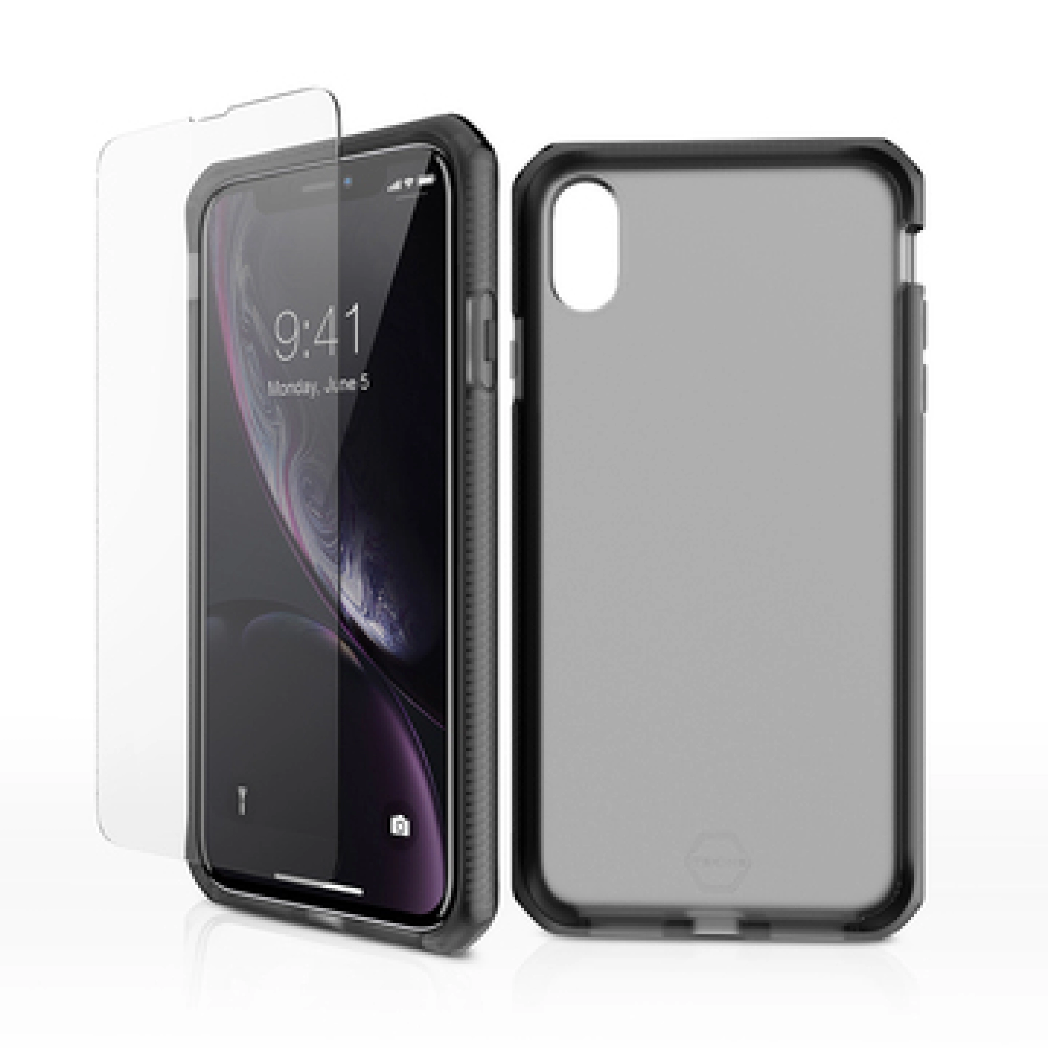 ITSKINS SUPREME FROST360 (Supreme + 2.5D Glass) ﻿cover for iPhone XR®. Black