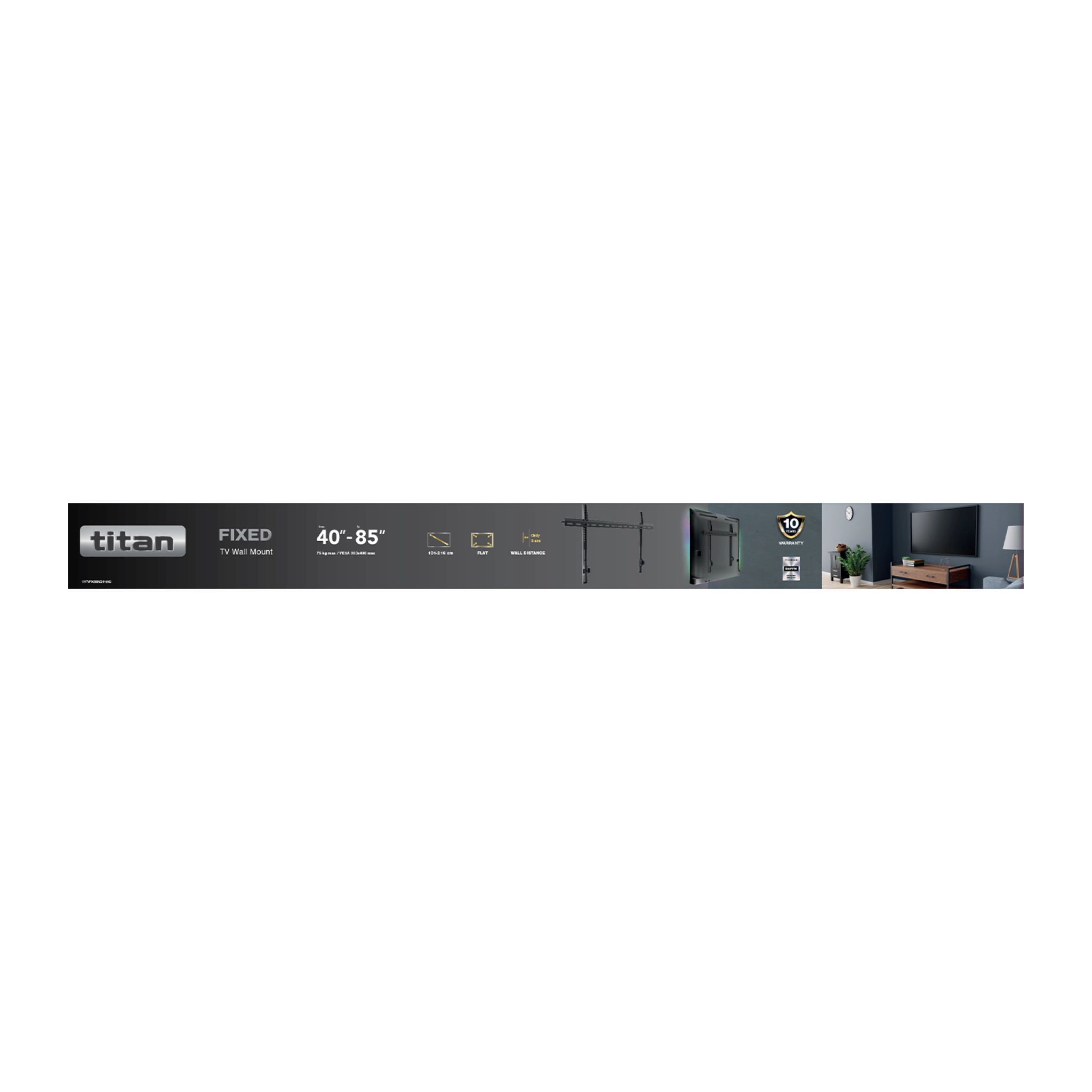Vivanco TITAN TV Wall Mount, FLAT, 85", 75kg, VESA 800x400
