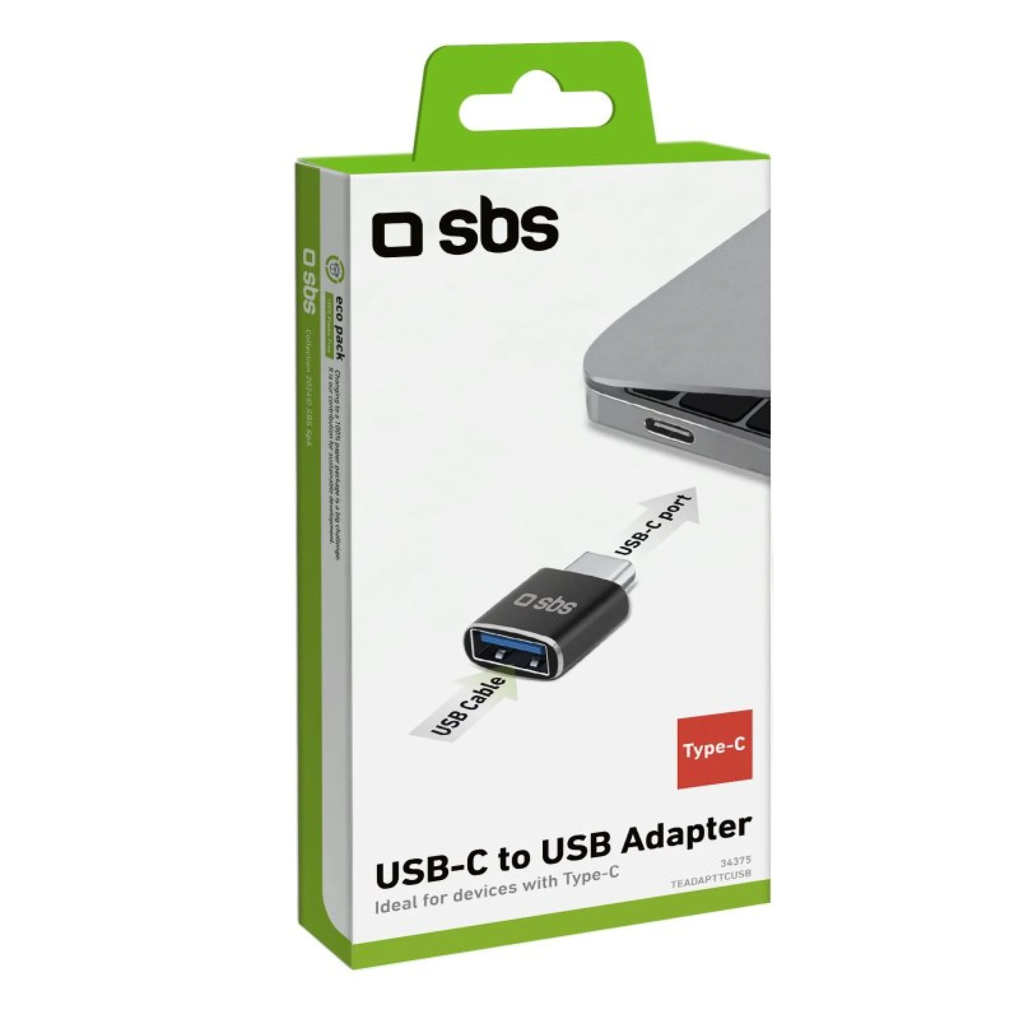 SBS USB-C male to USB female adapter. Black