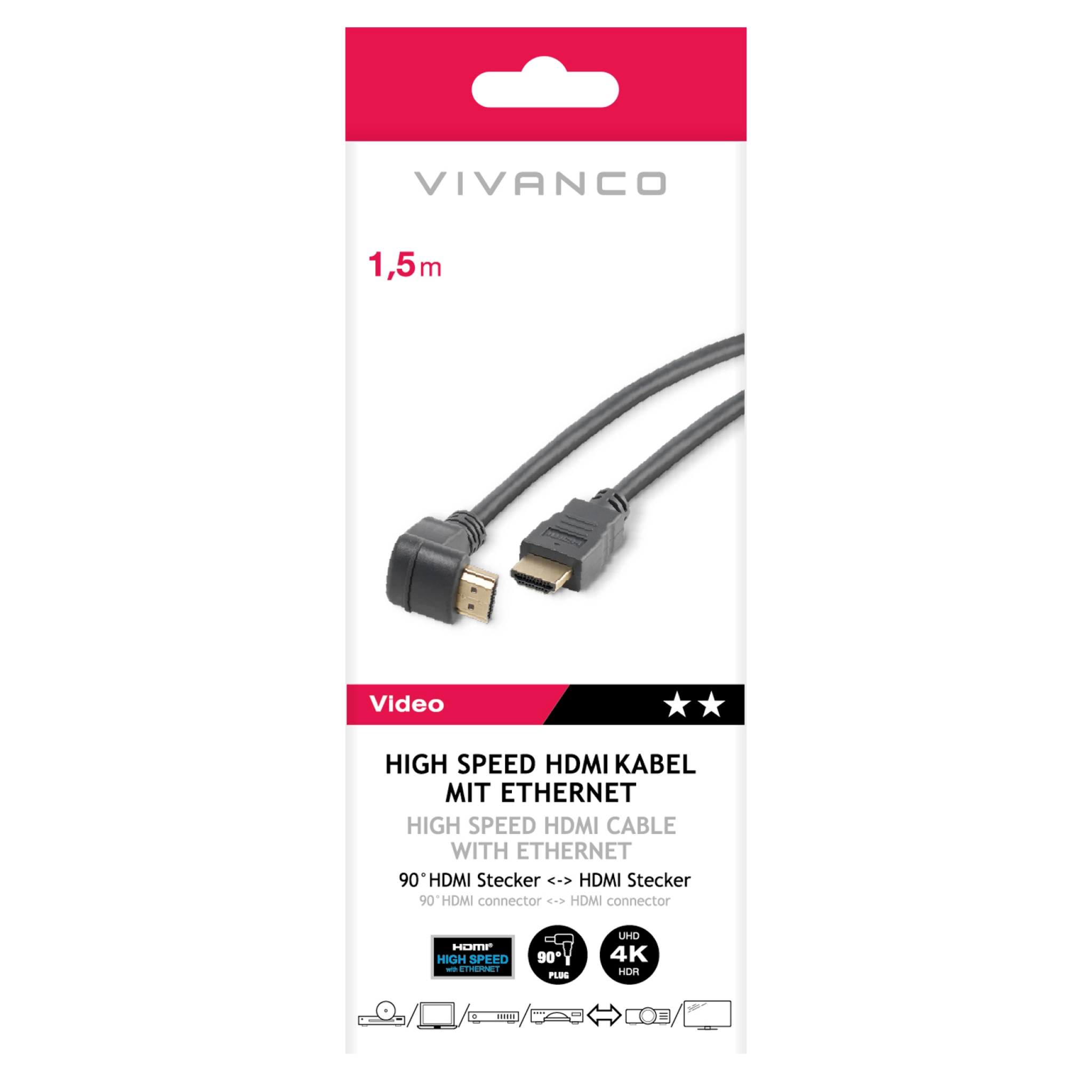 Vivanco 1.5m HDMI cable with Ethernet