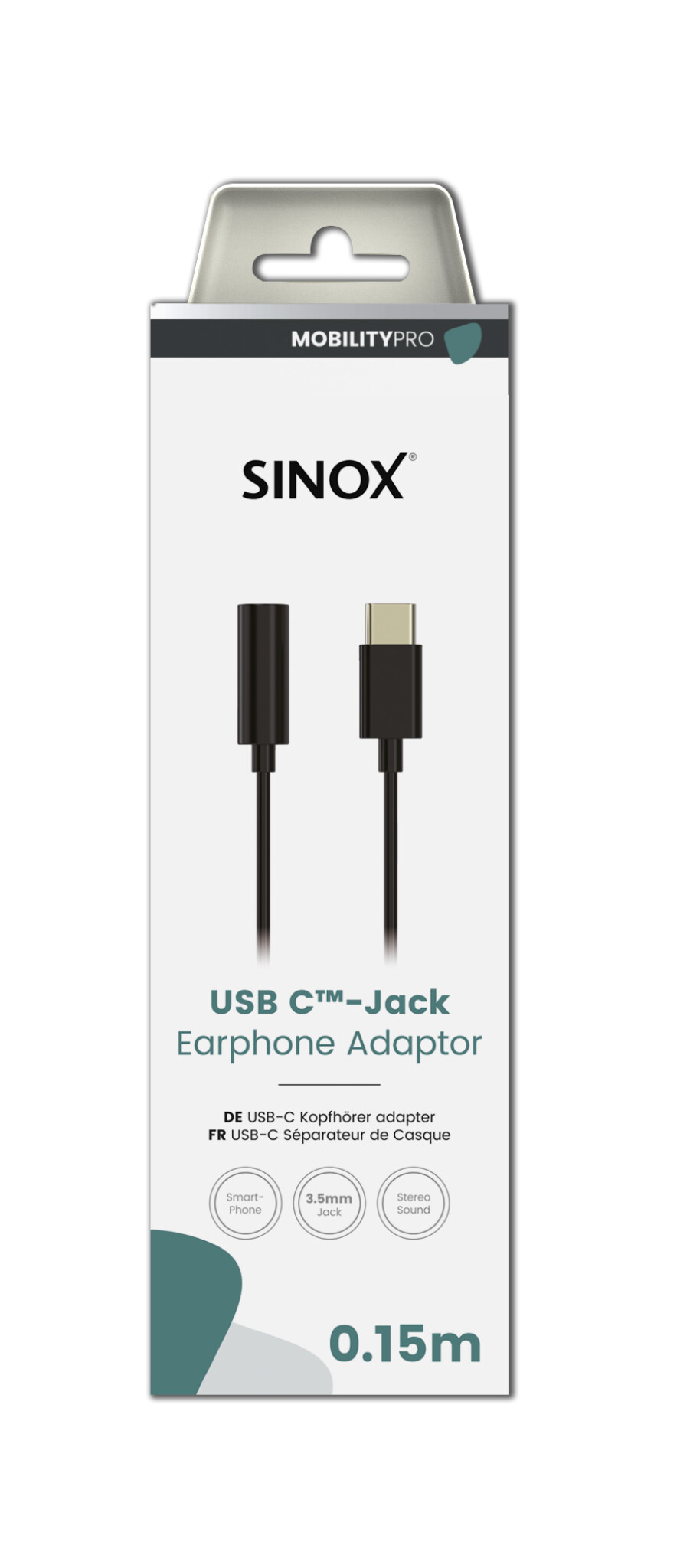 Sinox PRO USB C™ to Mini Jack Adaptor. 0.15m. Black