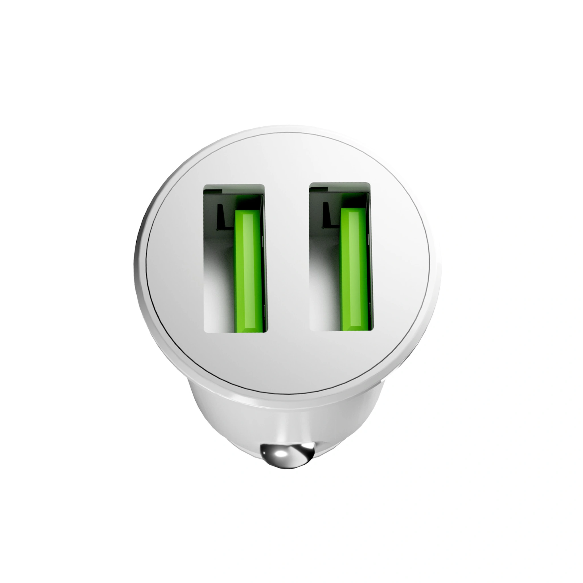 PURO Pro Lite car charger with 2 USB-A ports. White