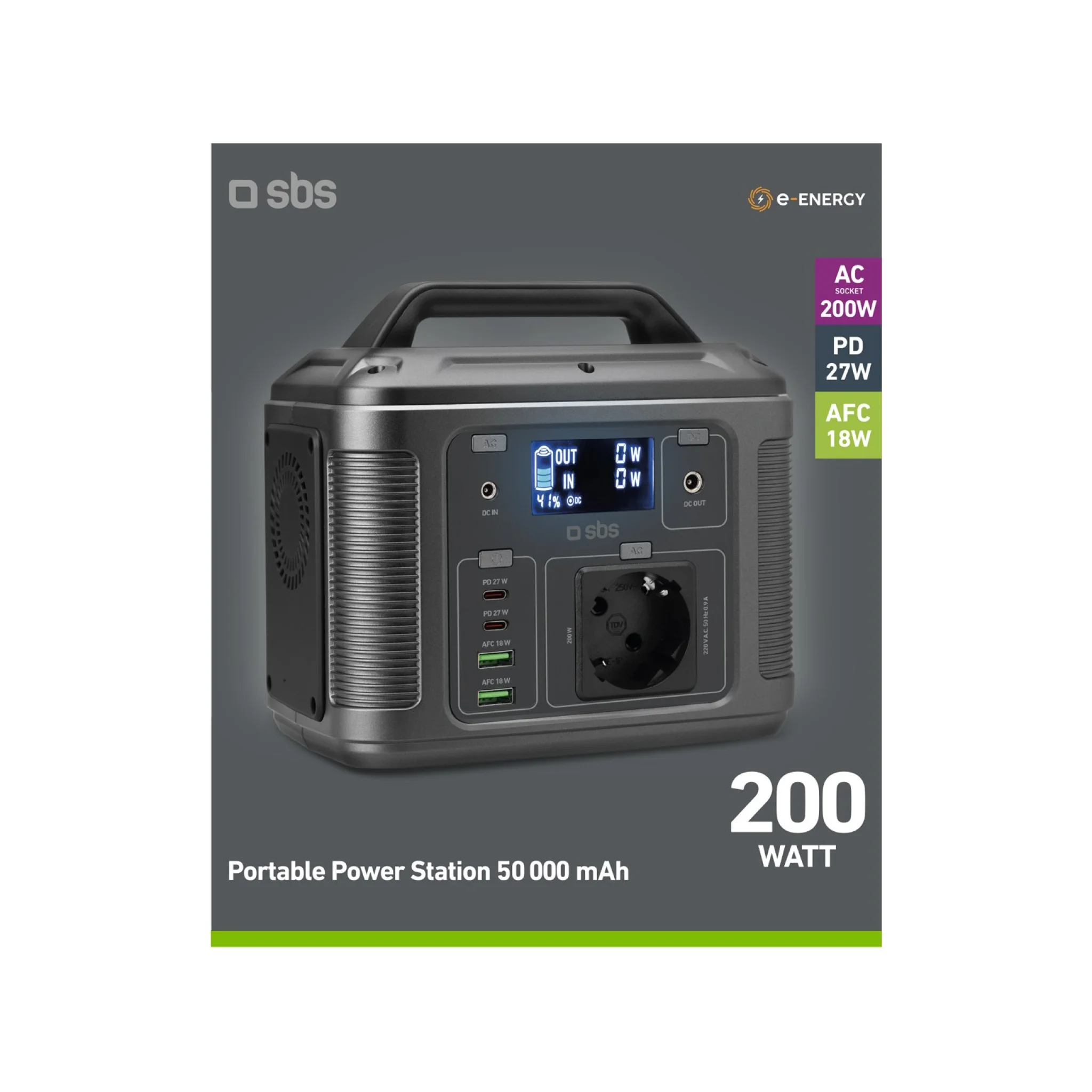 Sbs Portable 200W charging station. Black