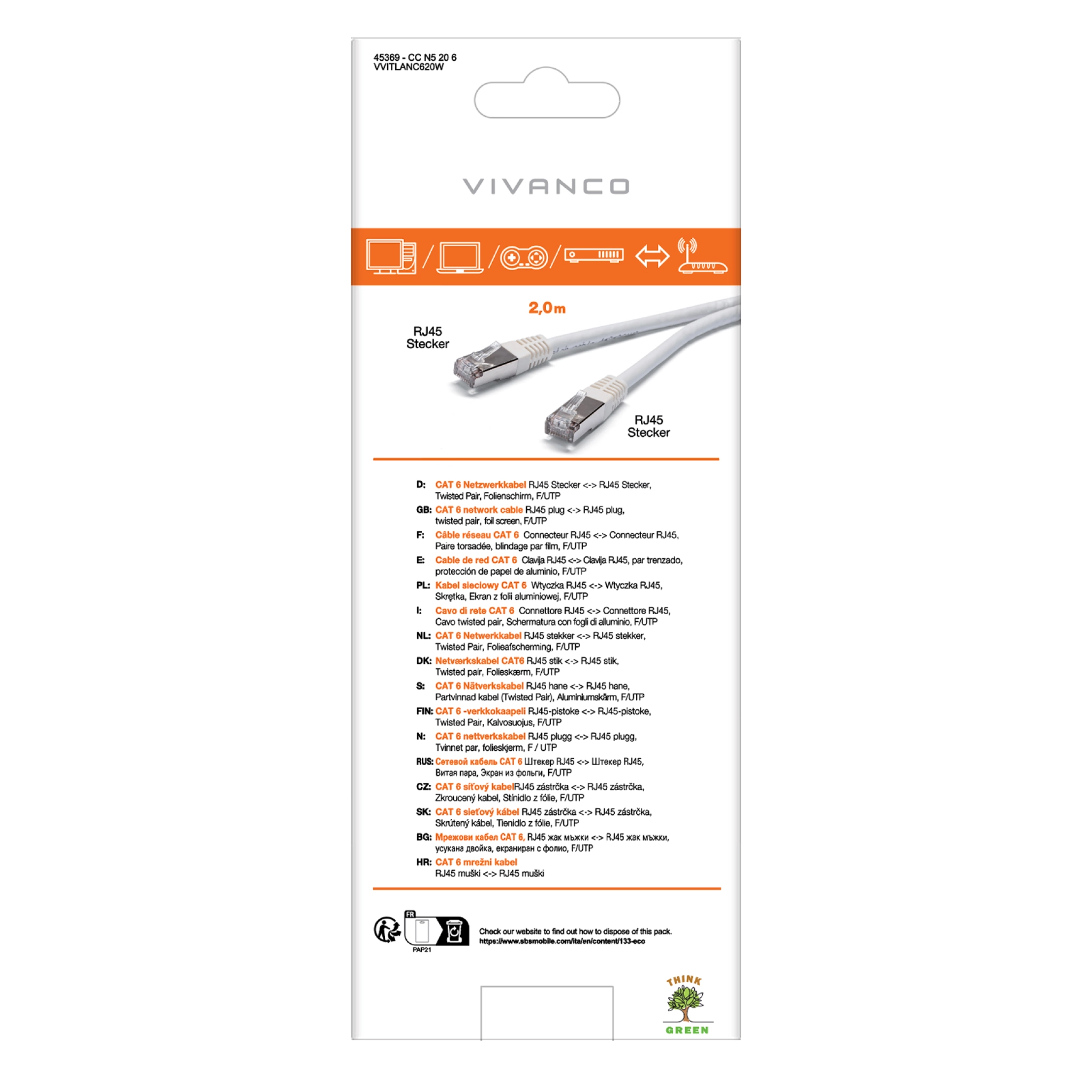 Vivanco Cat 6 network cable