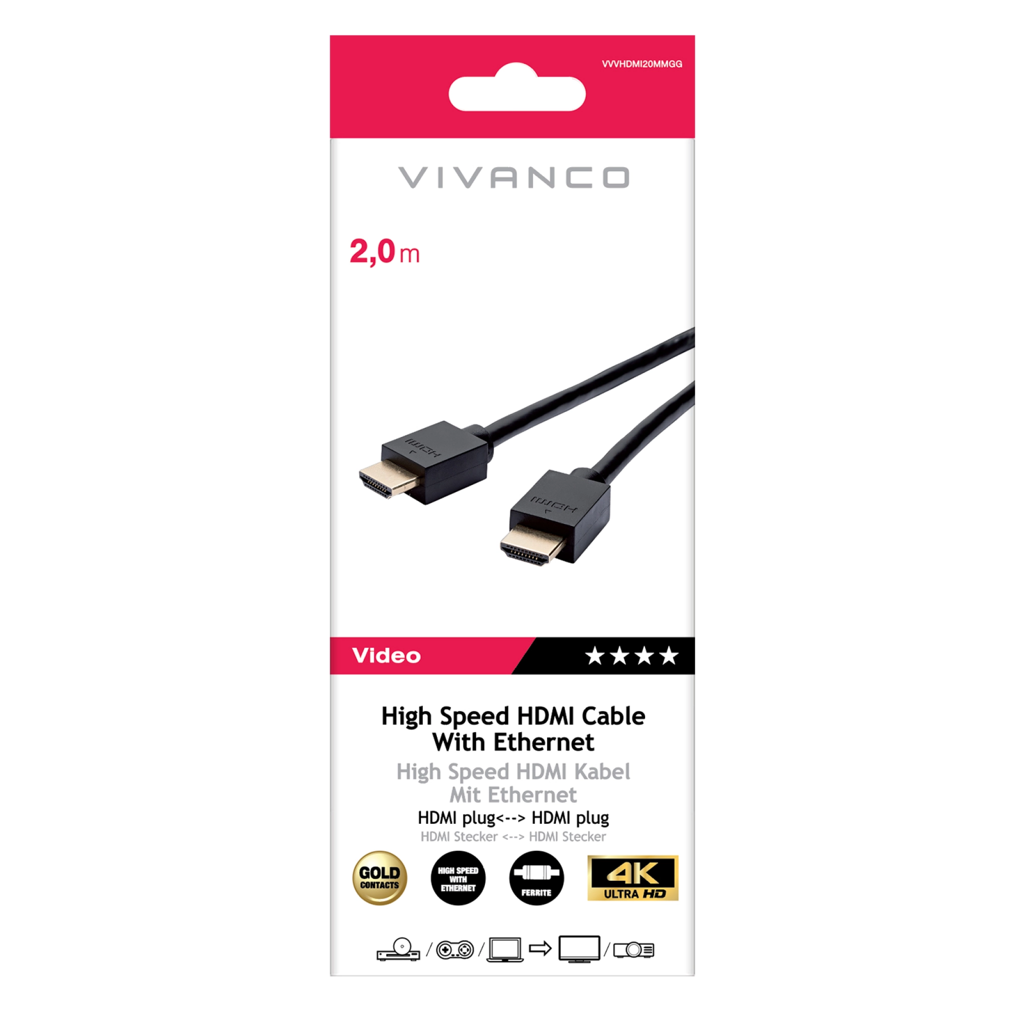 Vivanco High Speed HDMI Cable with Ethernet
